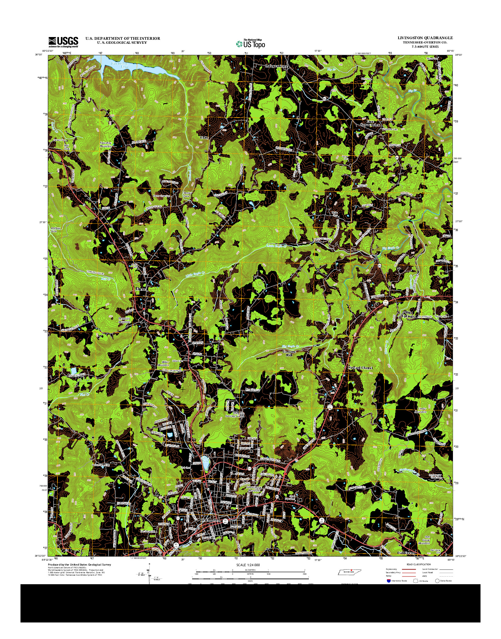 USGS US TOPO 7.5-MINUTE MAP FOR LIVINGSTON, TN 2013