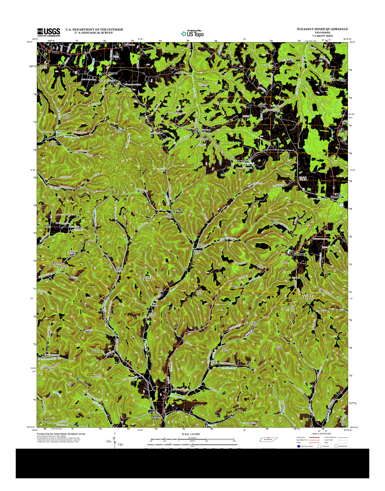 USGS US TOPO 7.5-MINUTE MAP FOR PLEASANT SHADE, TN 2013