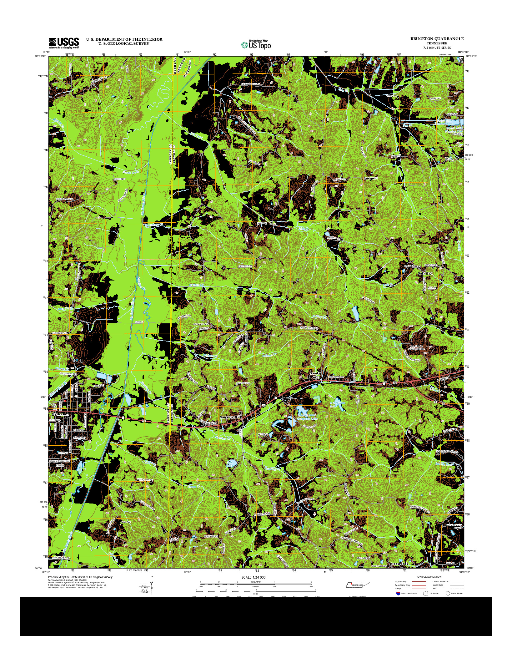 USGS US TOPO 7.5-MINUTE MAP FOR BRUCETON, TN 2013