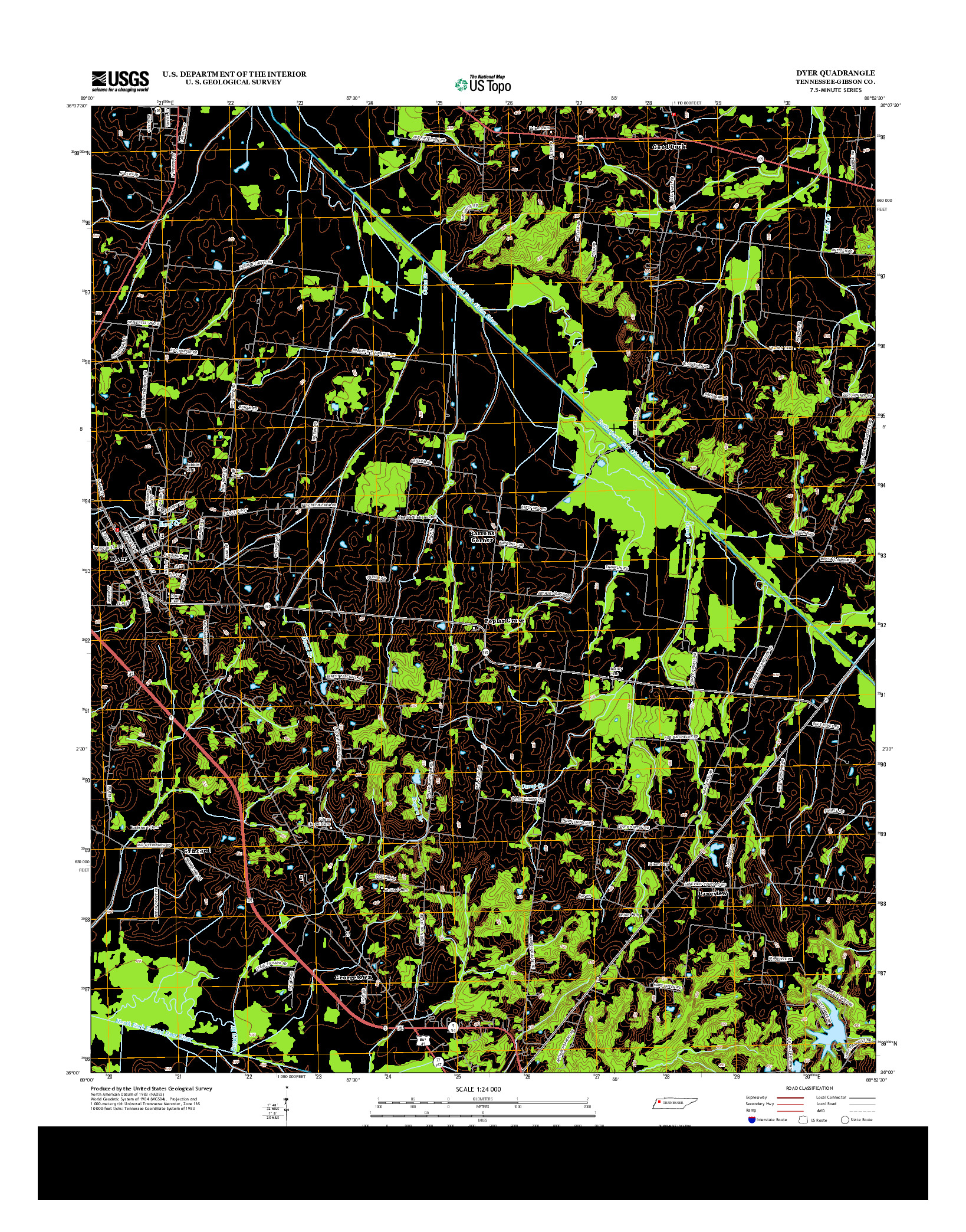 USGS US TOPO 7.5-MINUTE MAP FOR DYER, TN 2013