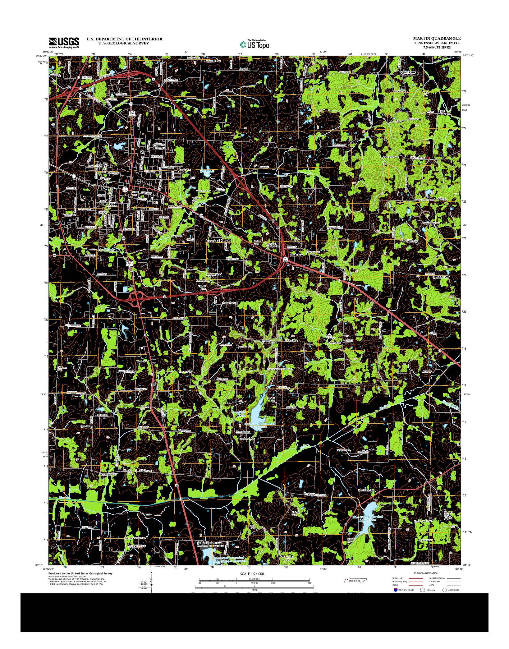 USGS US TOPO 7.5-MINUTE MAP FOR MARTIN, TN 2013