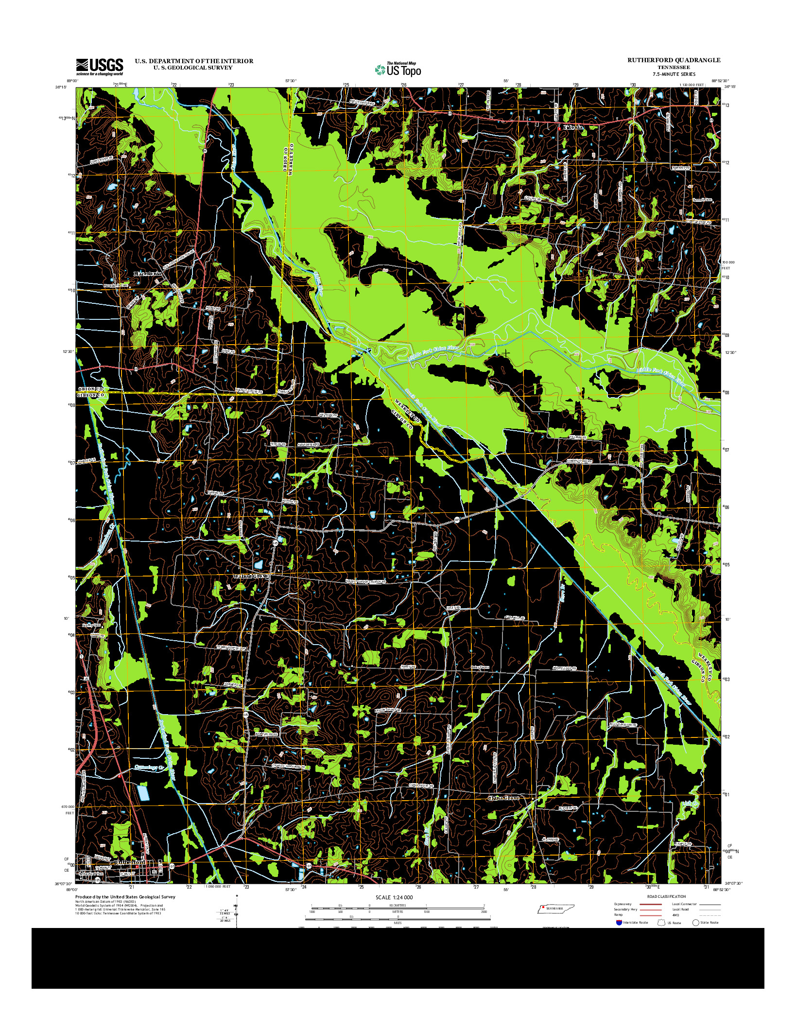 USGS US TOPO 7.5-MINUTE MAP FOR RUTHERFORD, TN 2013