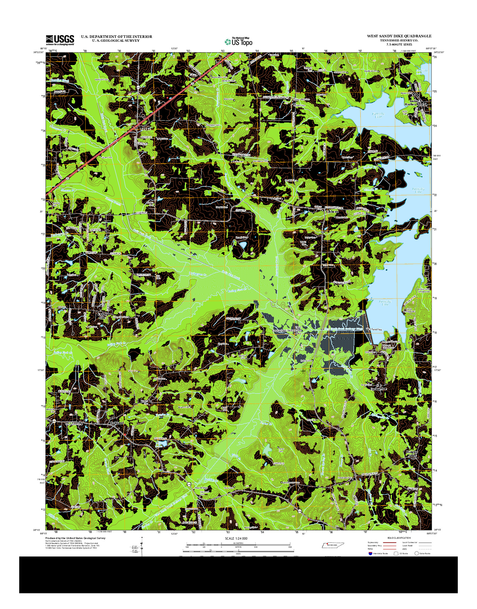 USGS US TOPO 7.5-MINUTE MAP FOR WEST SANDY DIKE, TN 2013