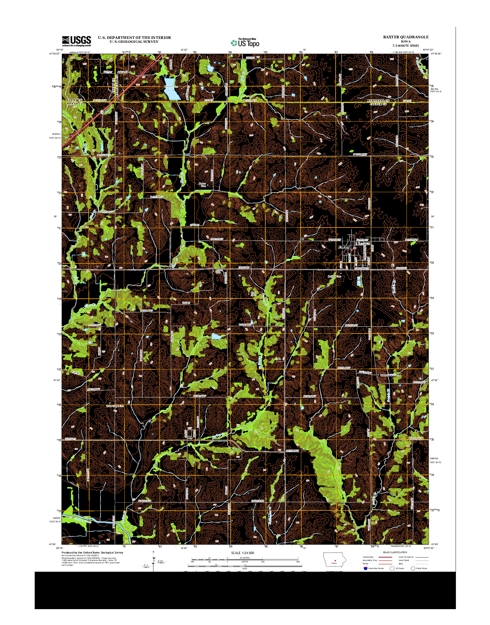 USGS US TOPO 7.5-MINUTE MAP FOR BAXTER, IA 2013