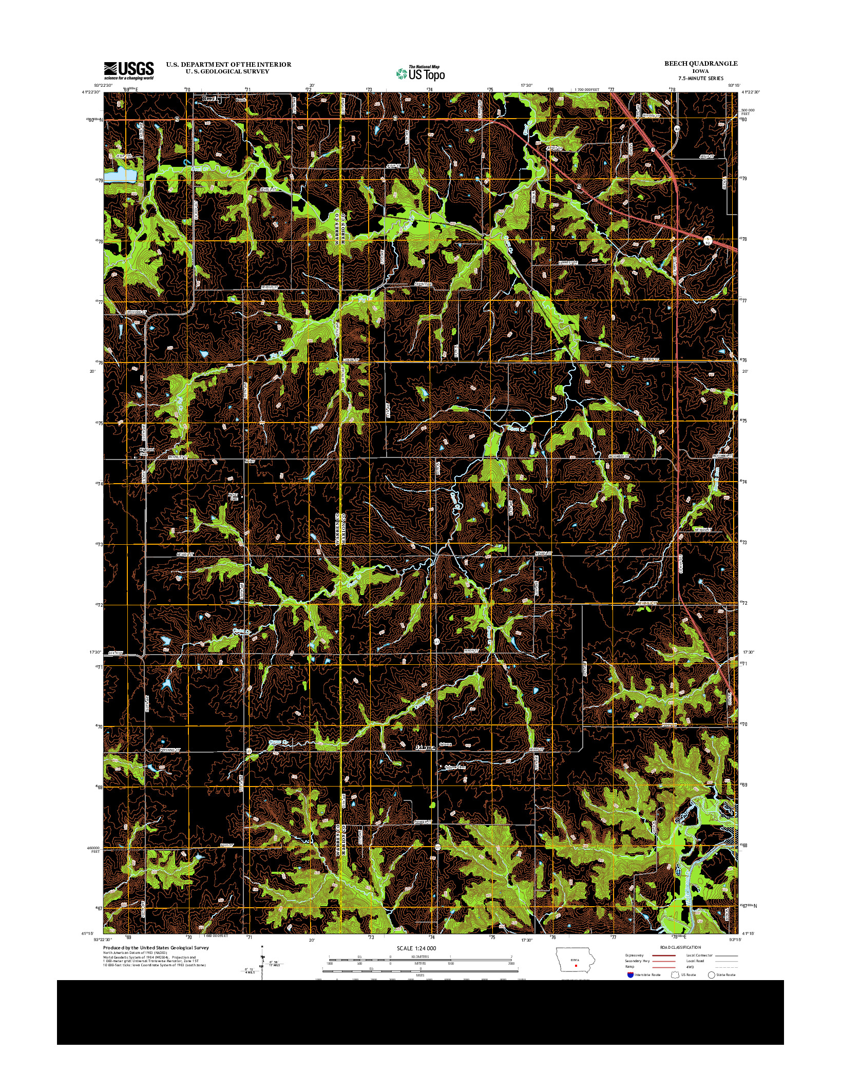 USGS US TOPO 7.5-MINUTE MAP FOR BEECH, IA 2013