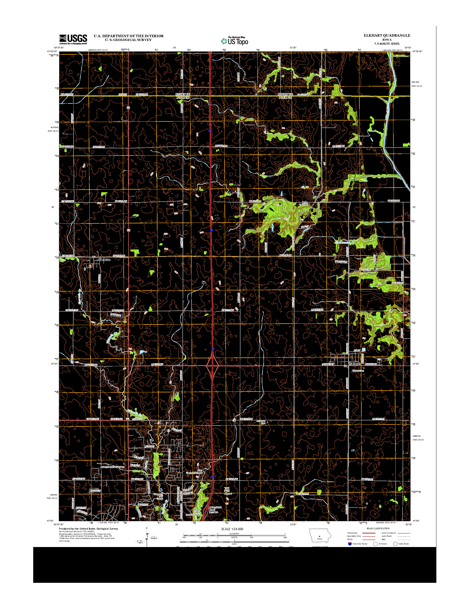 USGS US TOPO 7.5-MINUTE MAP FOR ELKHART, IA 2013