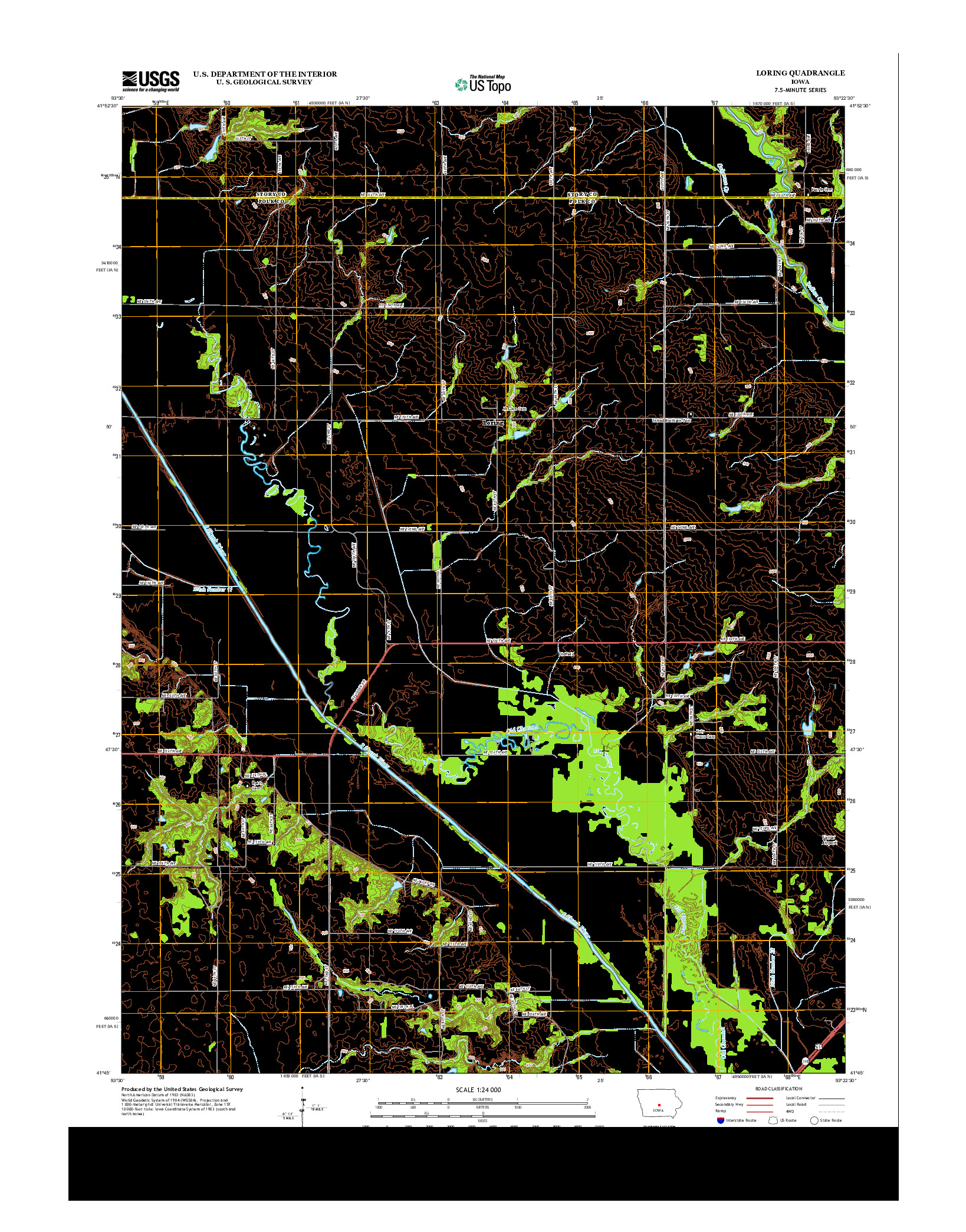 USGS US TOPO 7.5-MINUTE MAP FOR LORING, IA 2013