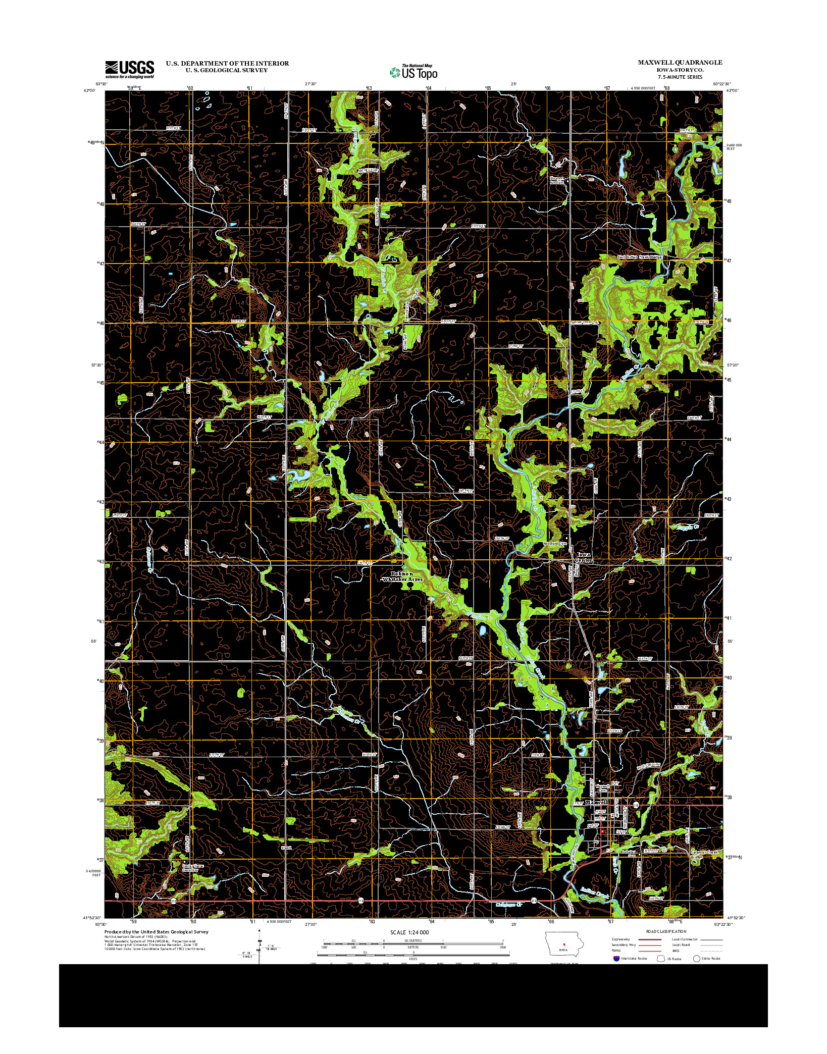 USGS US TOPO 7.5-MINUTE MAP FOR MAXWELL, IA 2013
