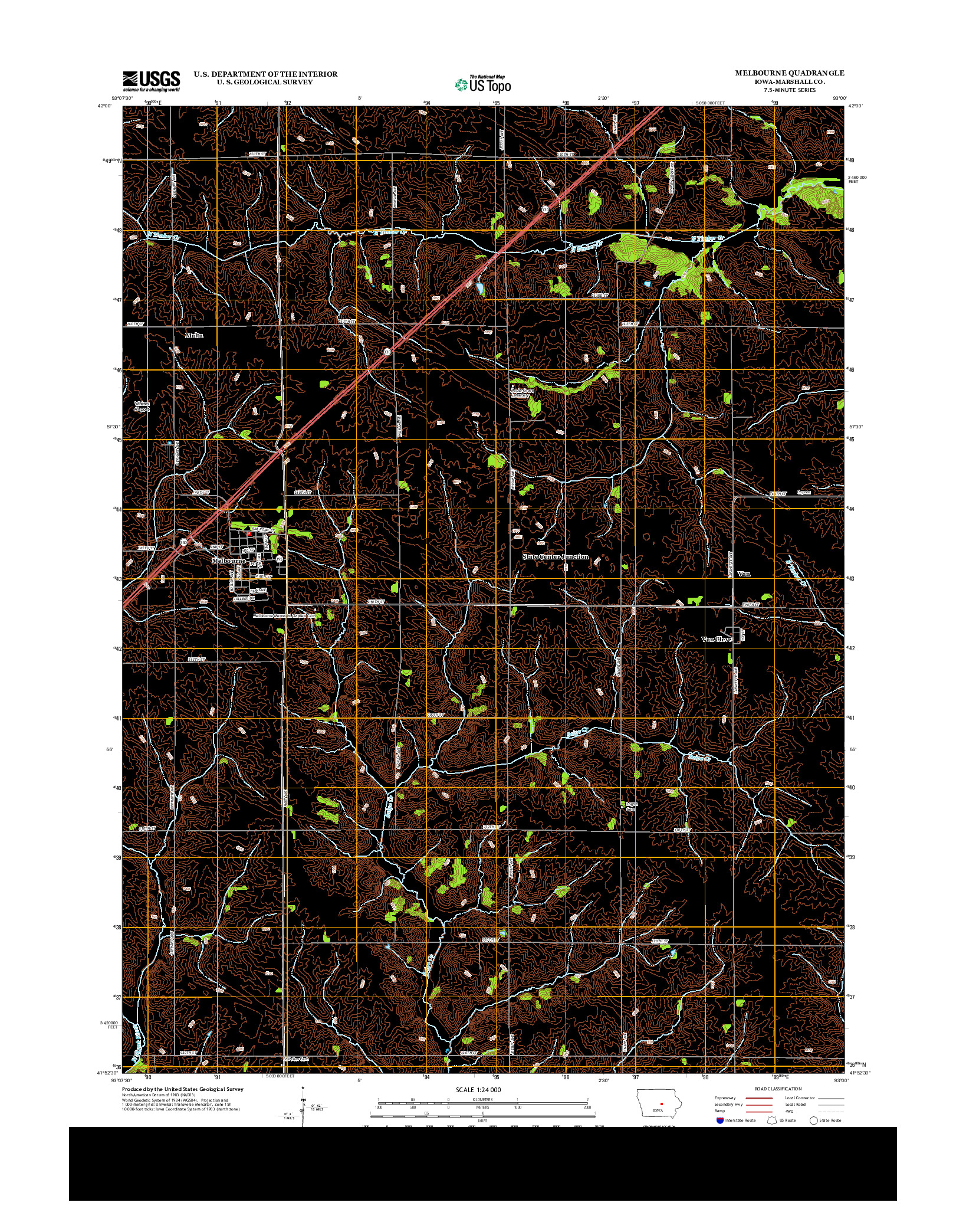 USGS US TOPO 7.5-MINUTE MAP FOR MELBOURNE, IA 2013