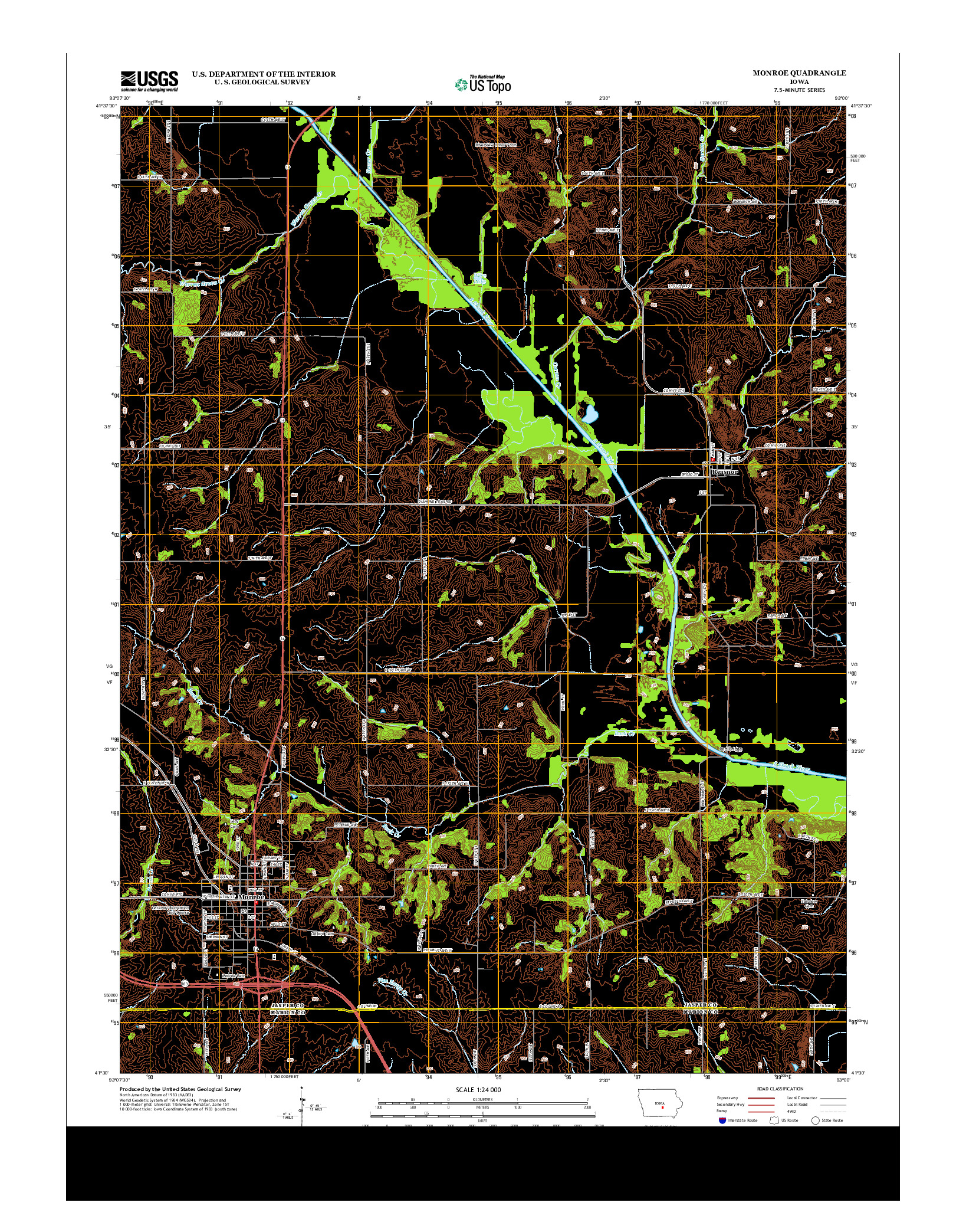 USGS US TOPO 7.5-MINUTE MAP FOR MONROE, IA 2013