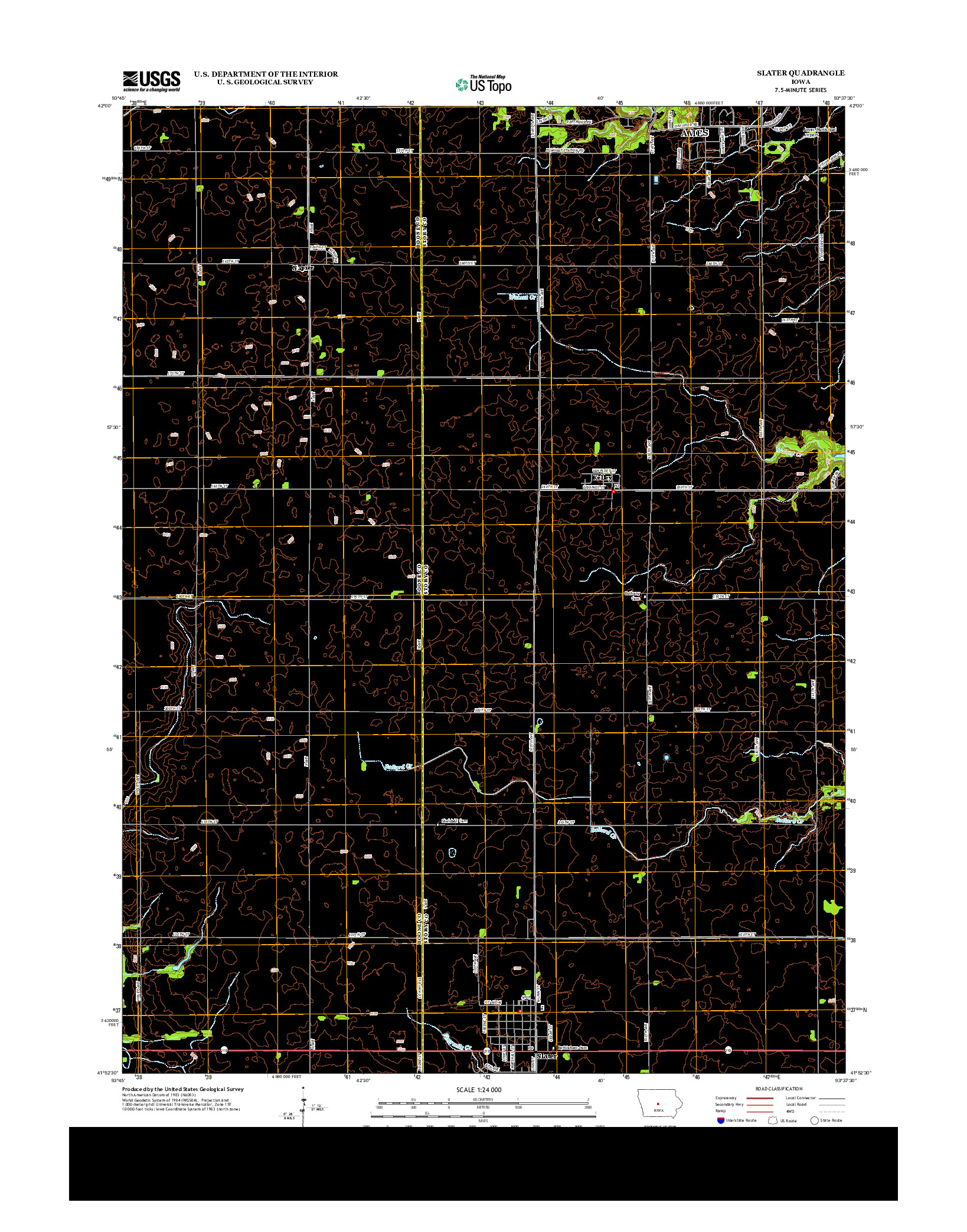 USGS US TOPO 7.5-MINUTE MAP FOR SLATER, IA 2013