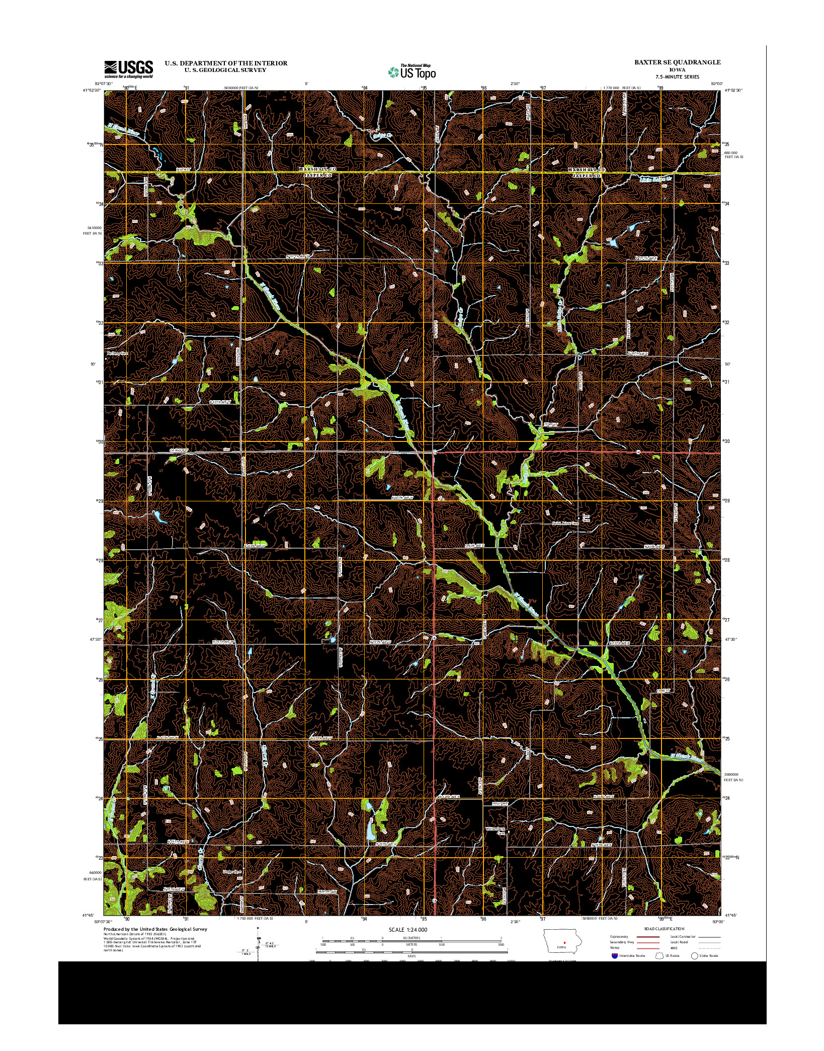 USGS US TOPO 7.5-MINUTE MAP FOR BAXTER SE, IA 2013