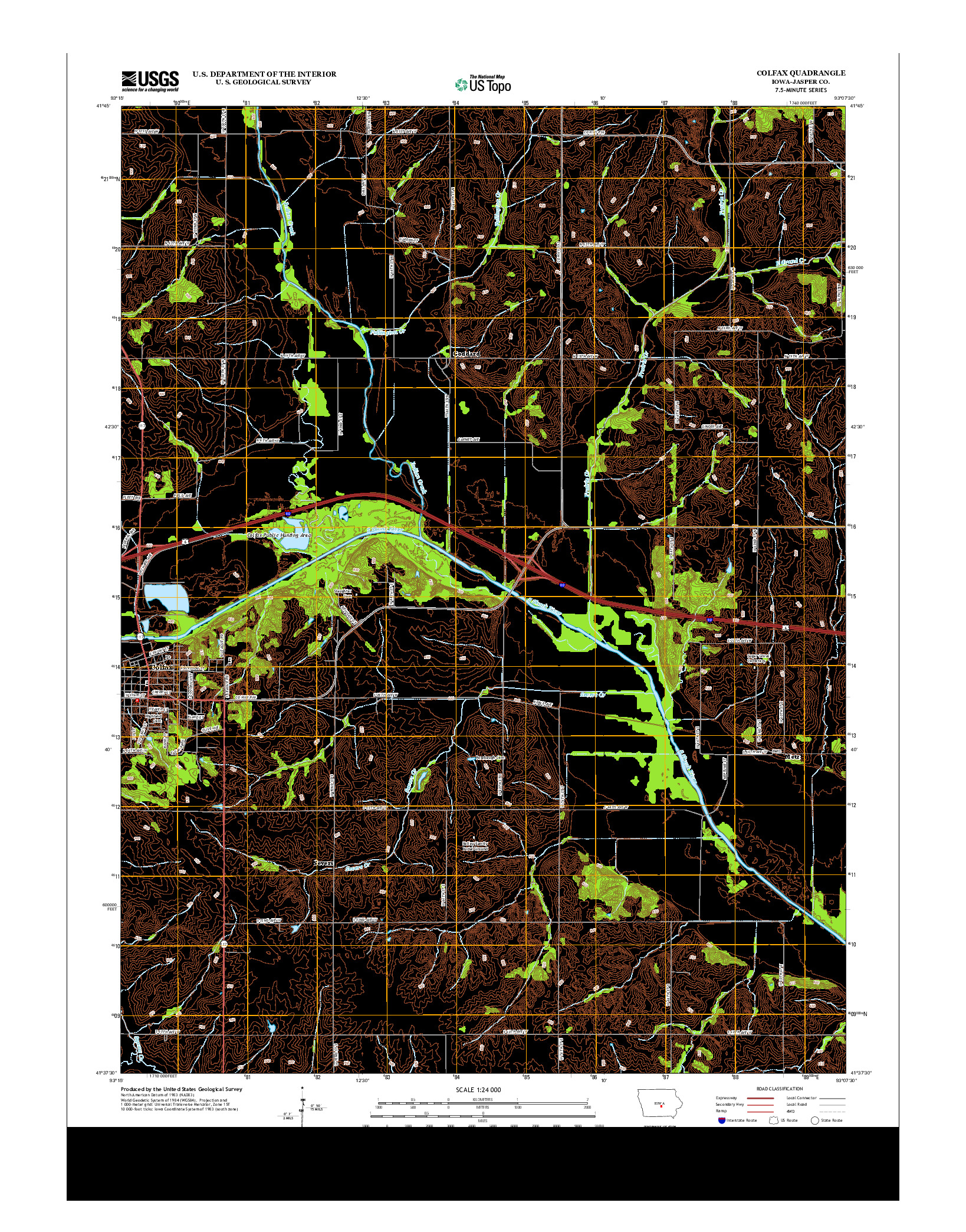 USGS US TOPO 7.5-MINUTE MAP FOR COLFAX, IA 2013