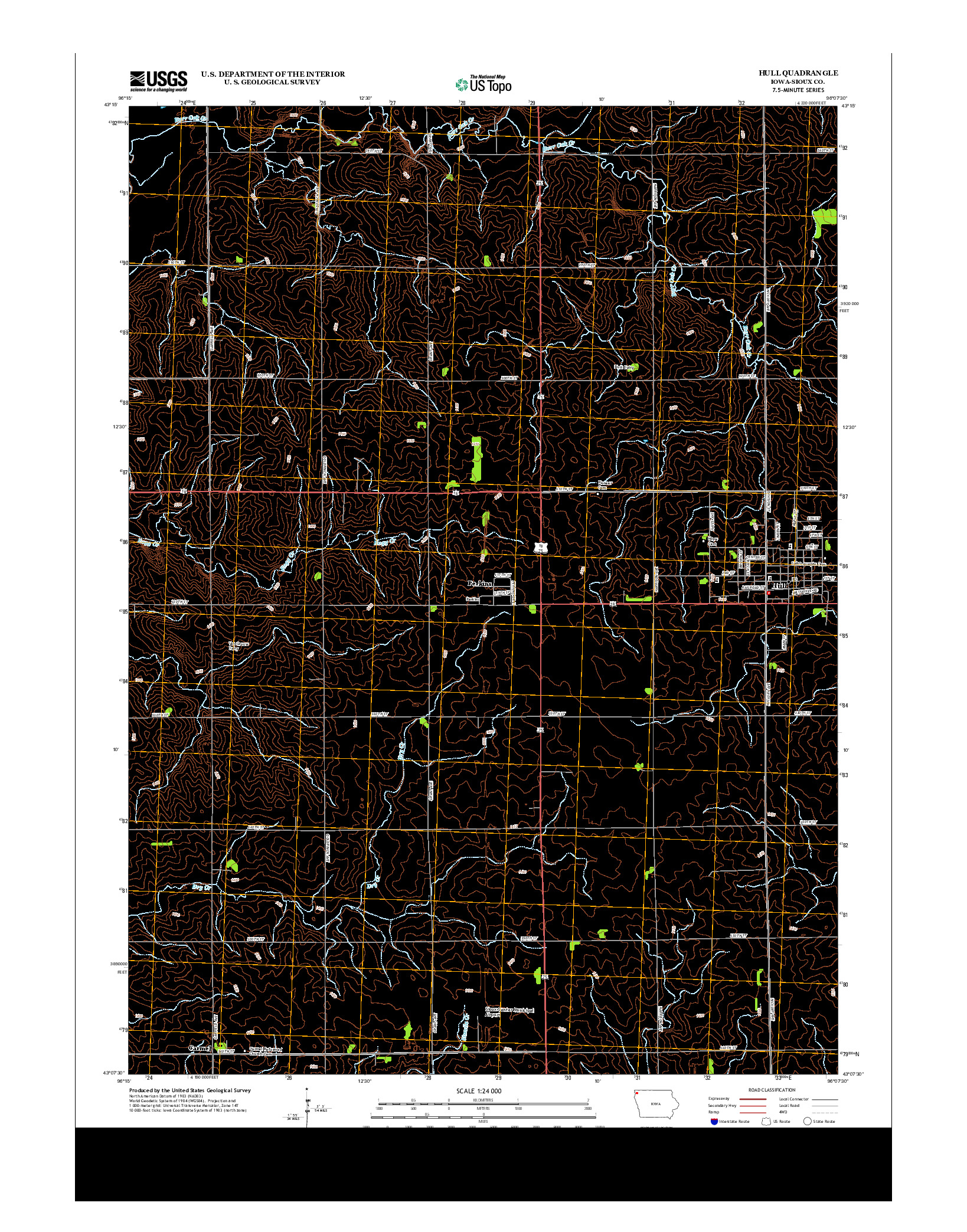 USGS US TOPO 7.5-MINUTE MAP FOR HULL, IA 2013