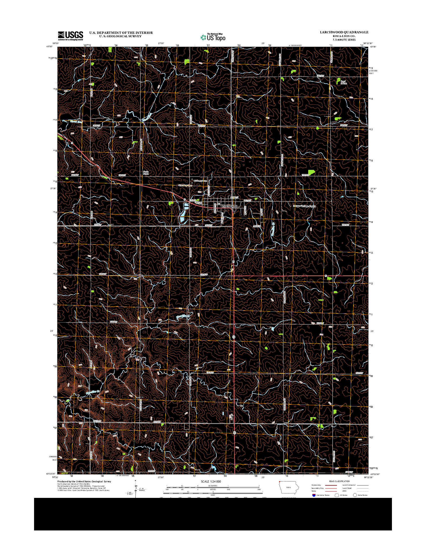 USGS US TOPO 7.5-MINUTE MAP FOR LARCHWOOD, IA 2013