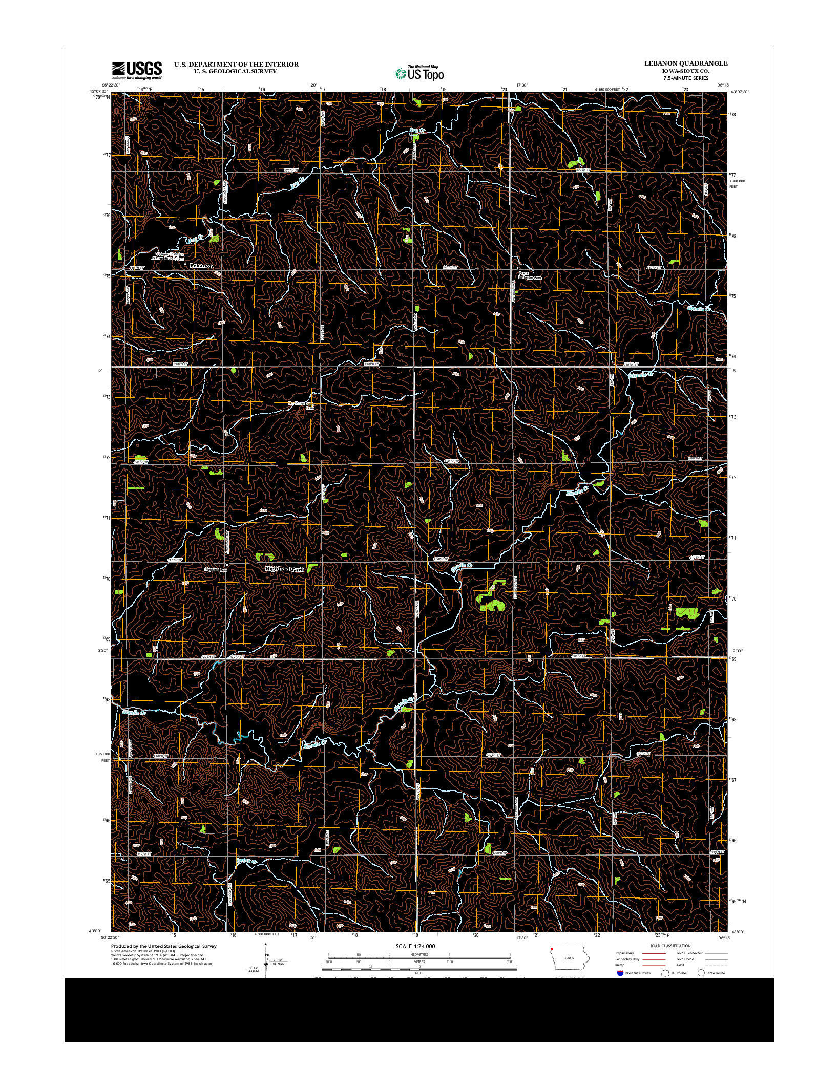 USGS US TOPO 7.5-MINUTE MAP FOR LEBANON, IA 2013