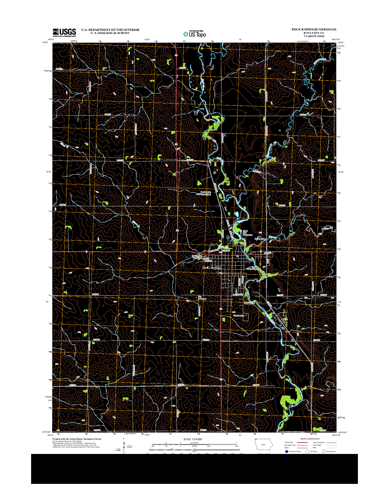 USGS US TOPO 7.5-MINUTE MAP FOR ROCK RAPIDS, IA 2013