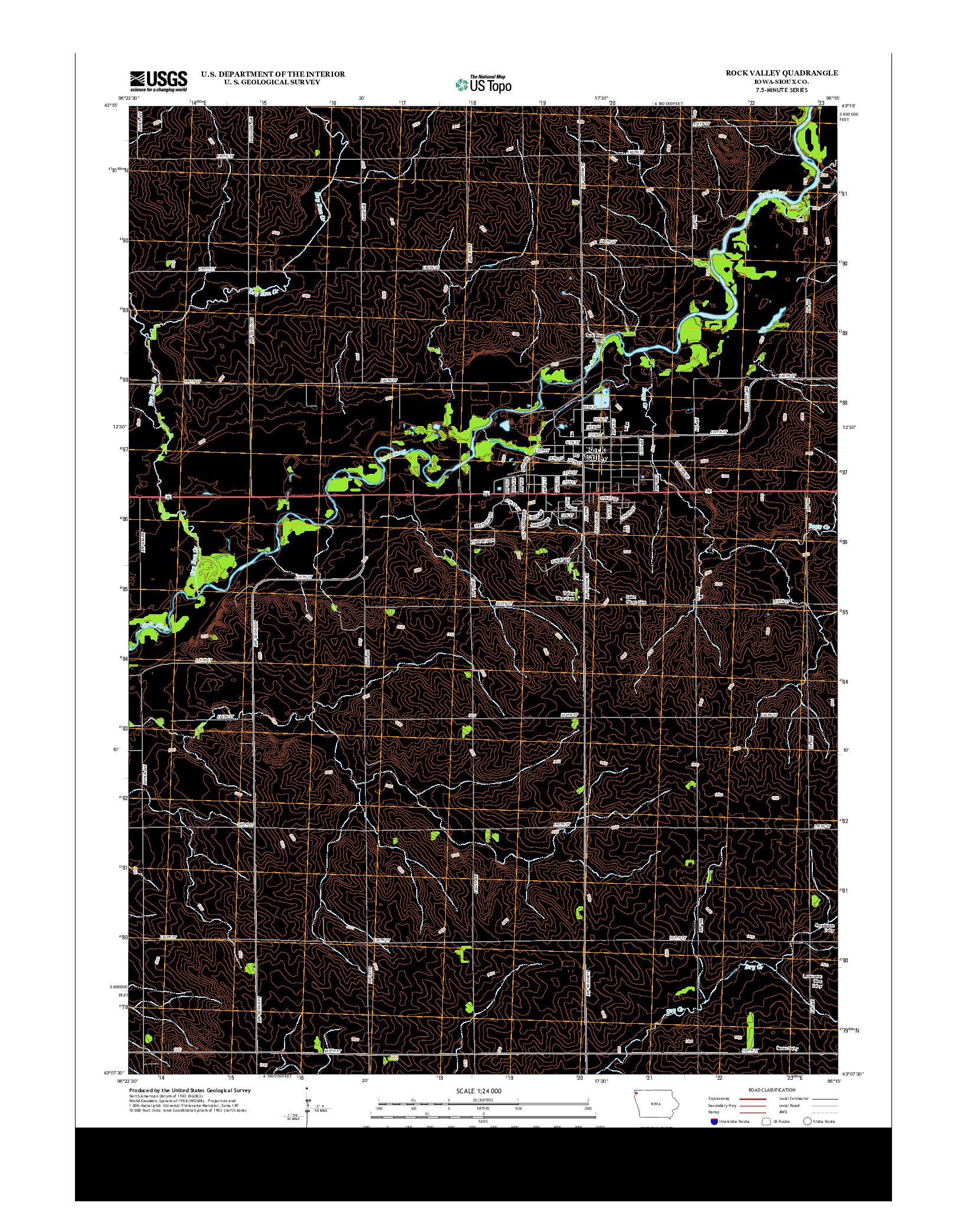 USGS US TOPO 7.5-MINUTE MAP FOR ROCK VALLEY, IA 2013
