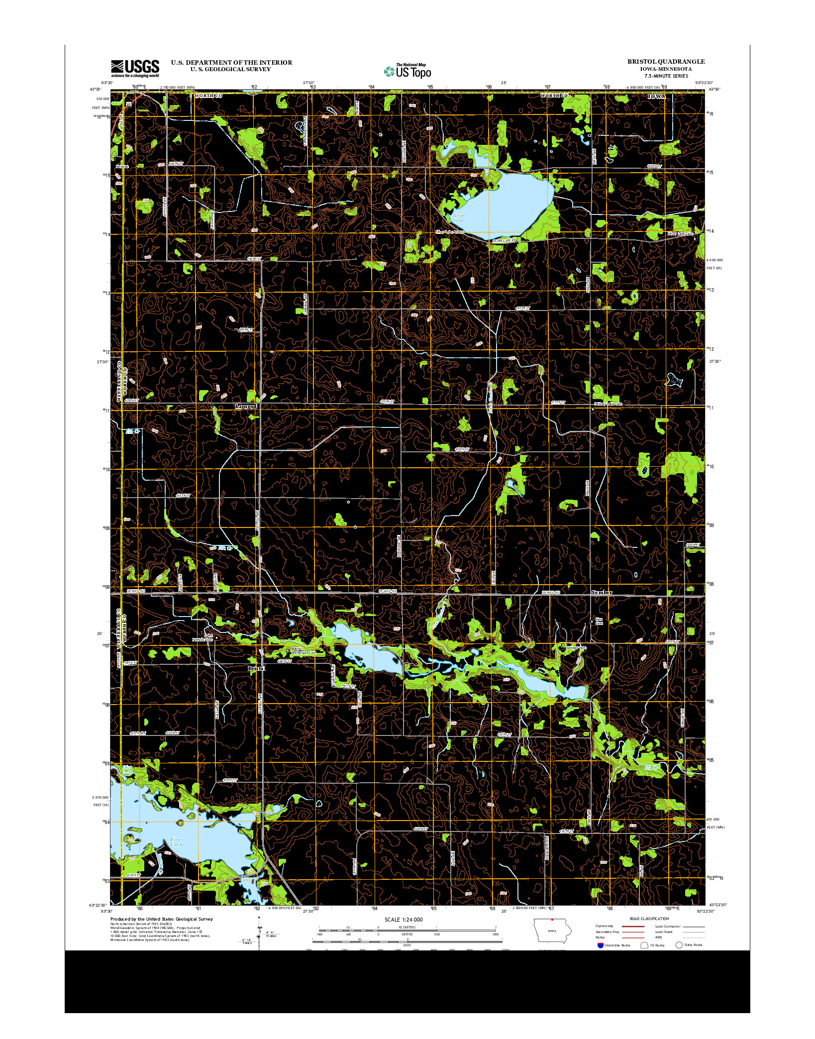 USGS US TOPO 7.5-MINUTE MAP FOR BRISTOL, IA-MN 2013
