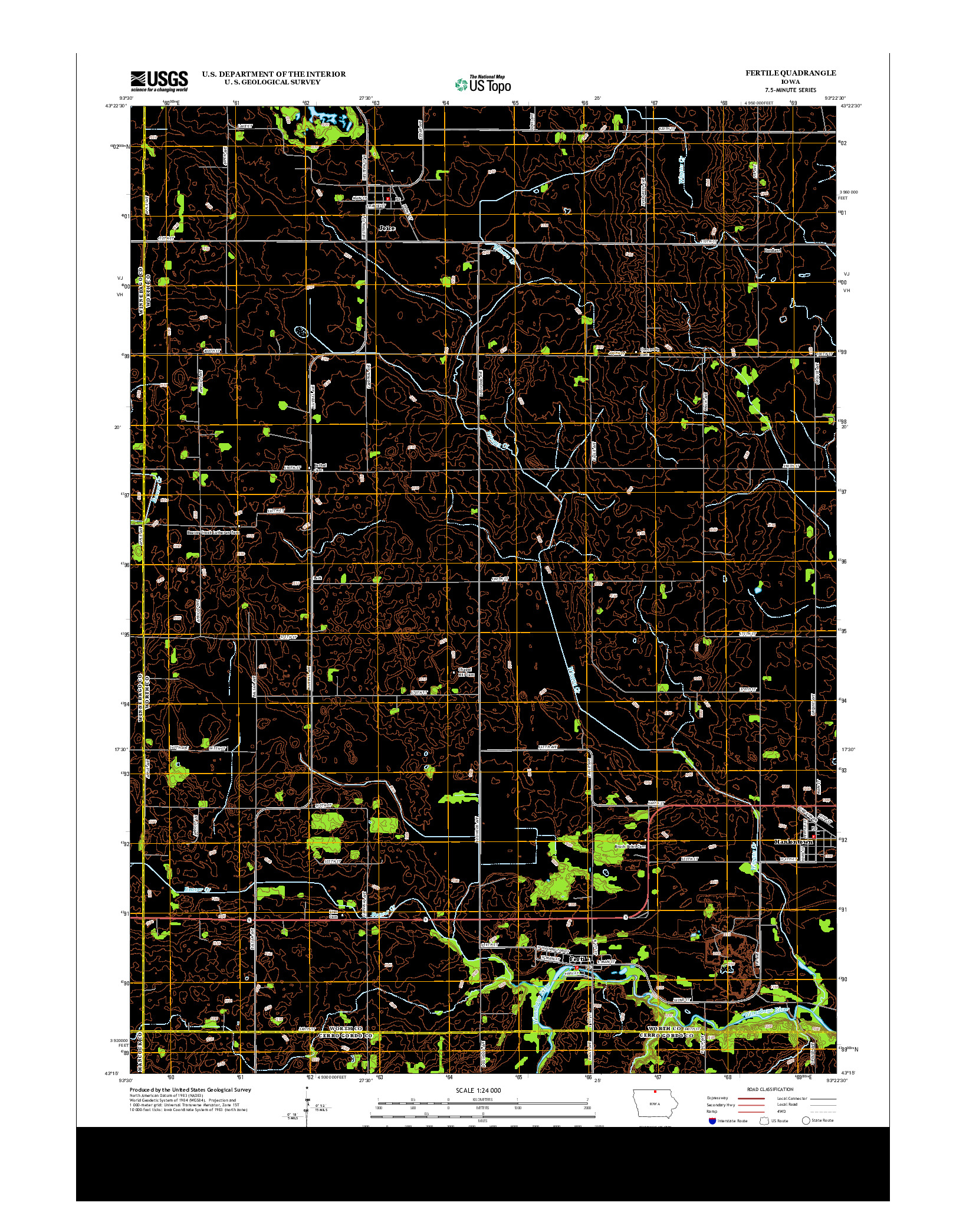 USGS US TOPO 7.5-MINUTE MAP FOR FERTILE, IA 2013