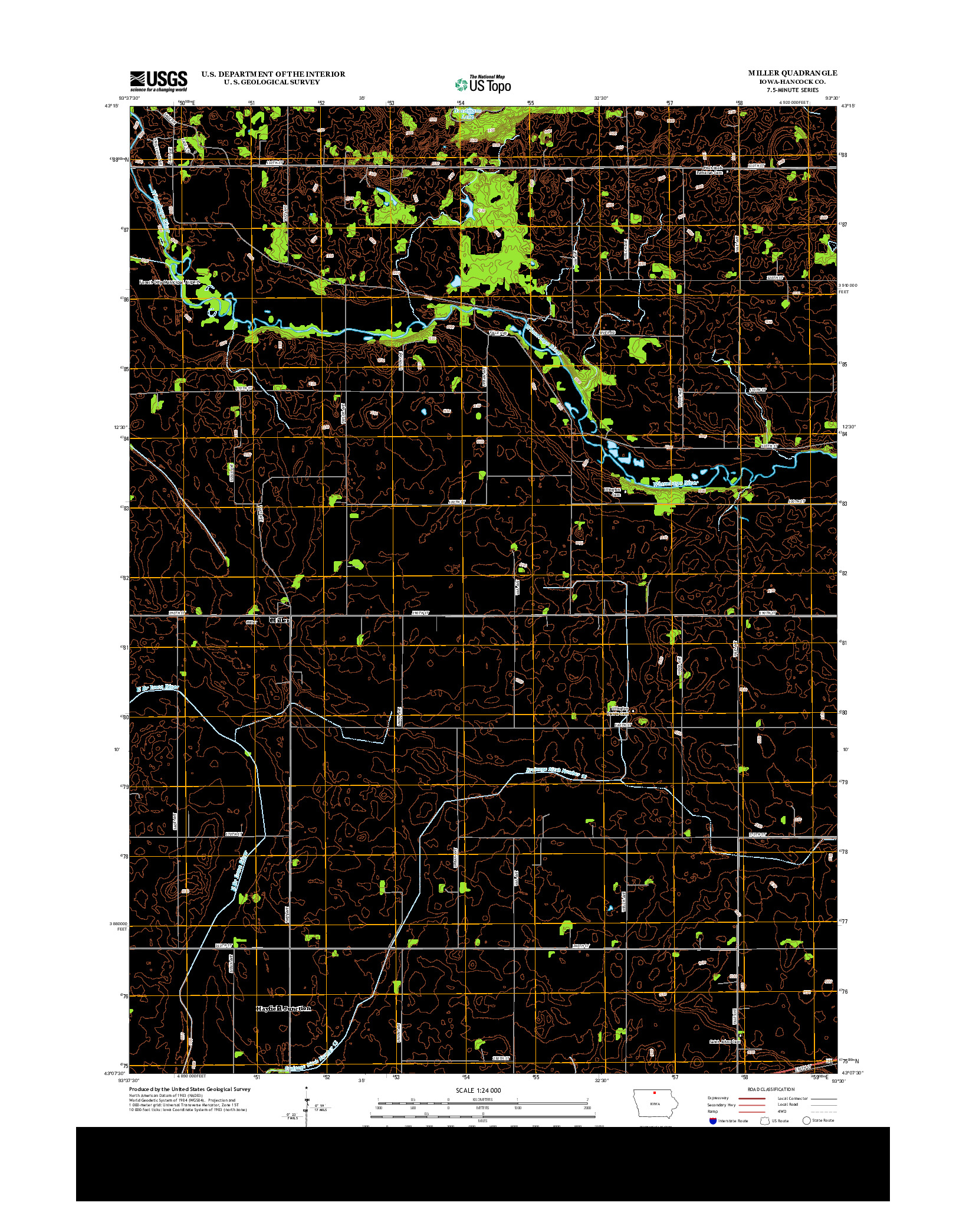 USGS US TOPO 7.5-MINUTE MAP FOR MILLER, IA 2013