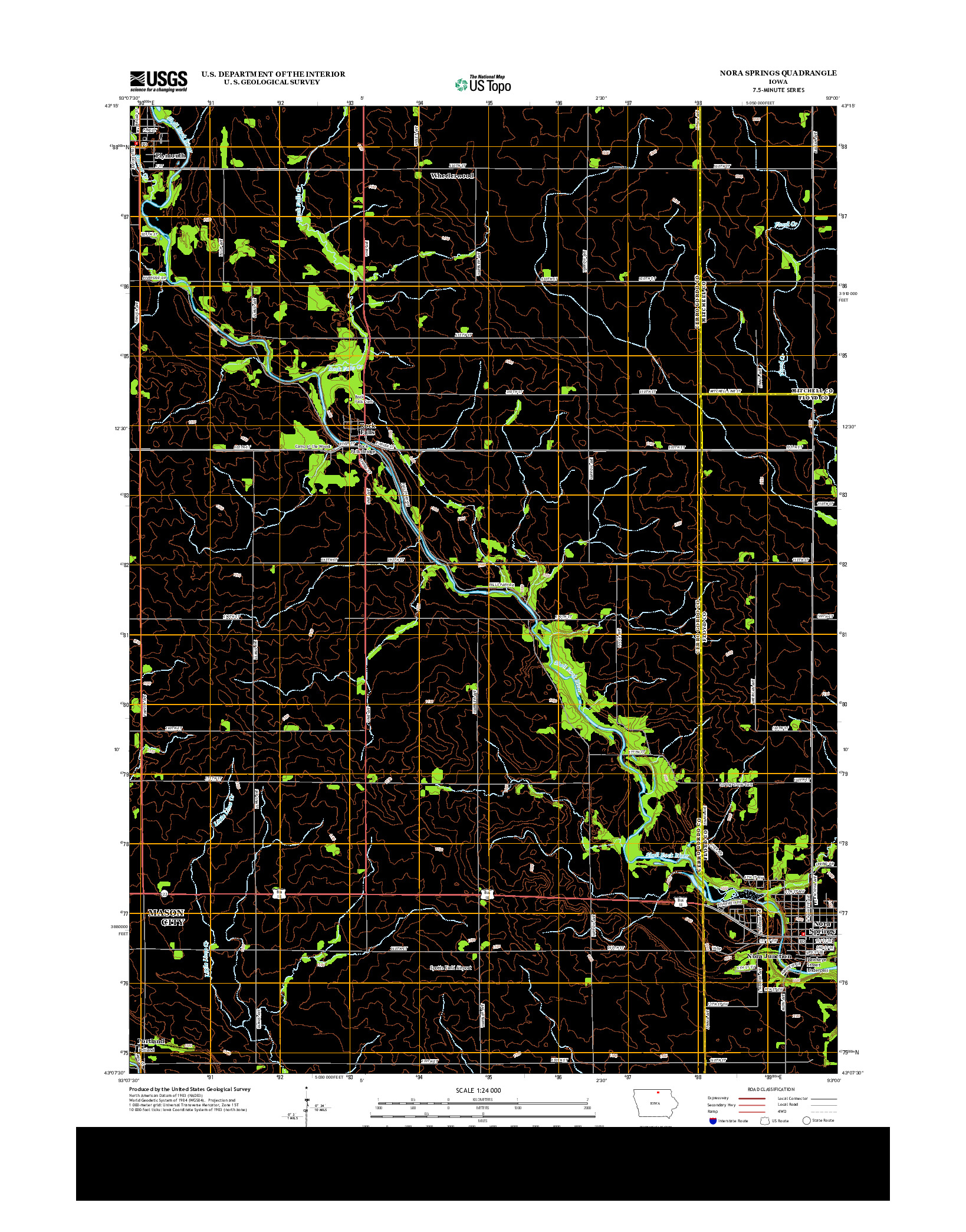 USGS US TOPO 7.5-MINUTE MAP FOR NORA SPRINGS, IA 2013