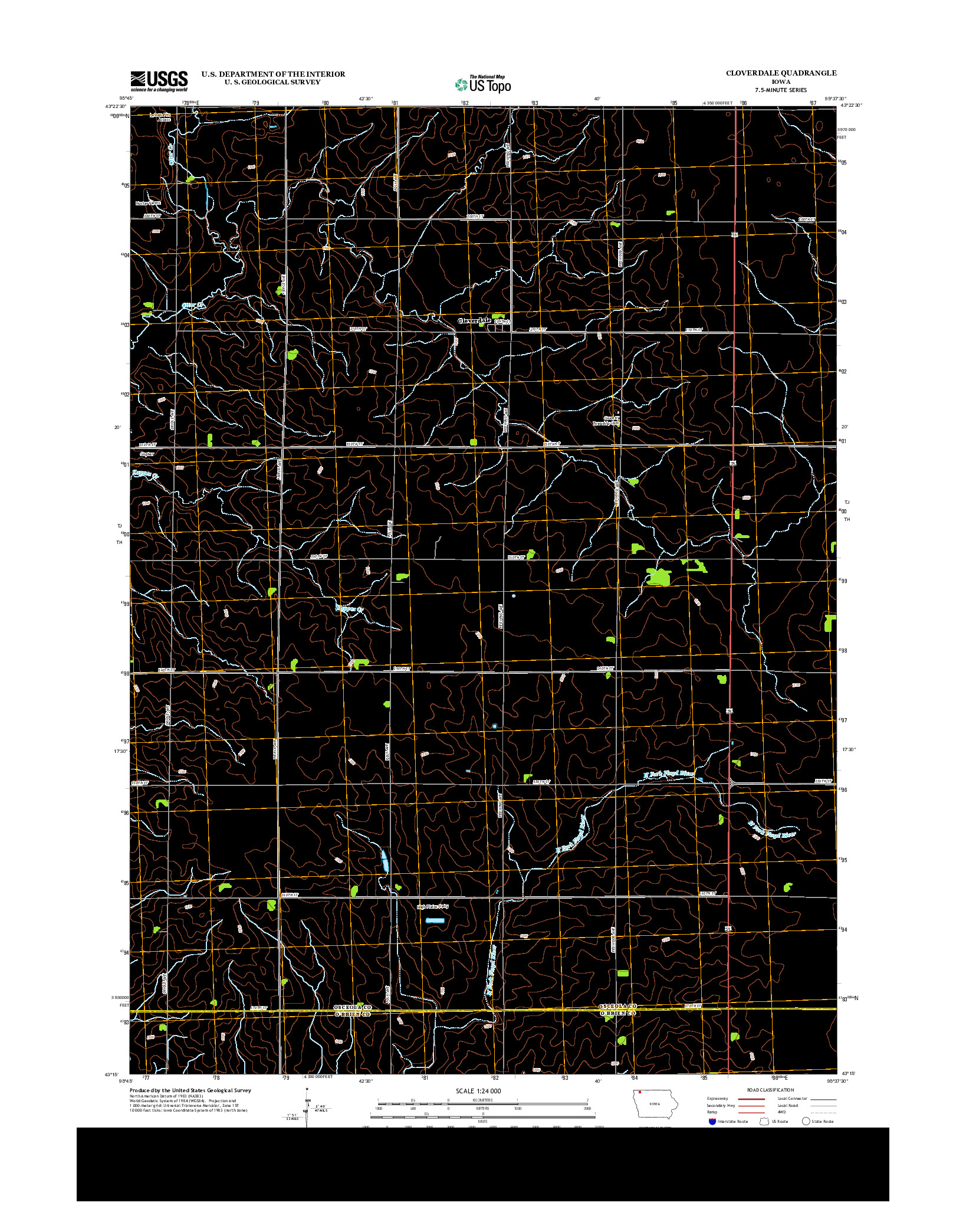 USGS US TOPO 7.5-MINUTE MAP FOR CLOVERDALE, IA 2013