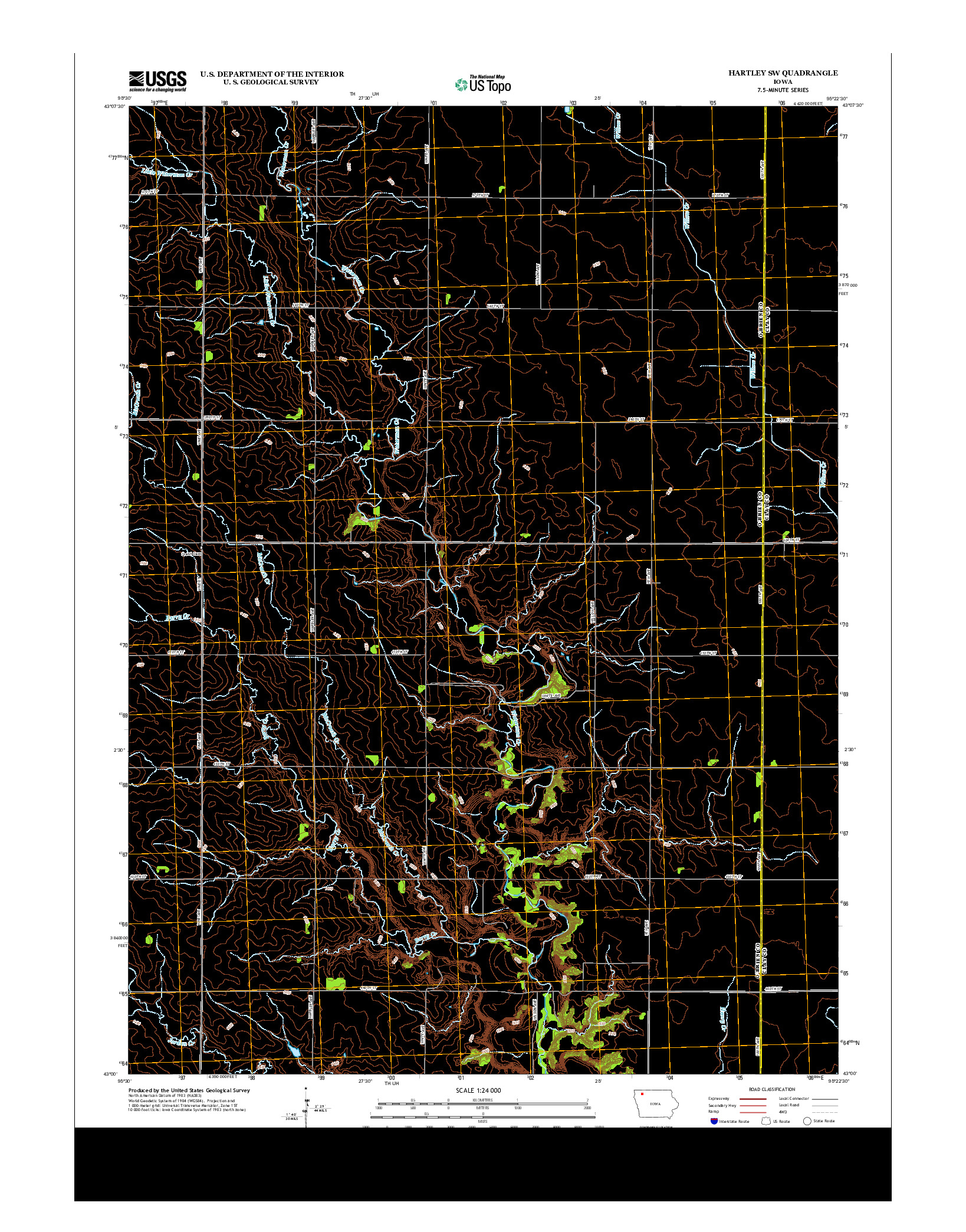 USGS US TOPO 7.5-MINUTE MAP FOR HARTLEY SW, IA 2013