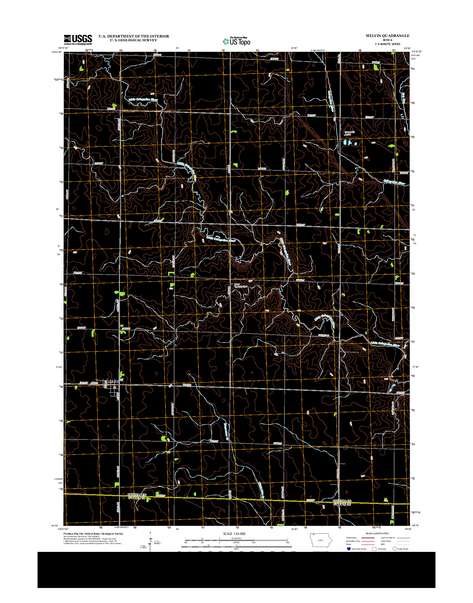 USGS US TOPO 7.5-MINUTE MAP FOR MELVIN, IA 2013