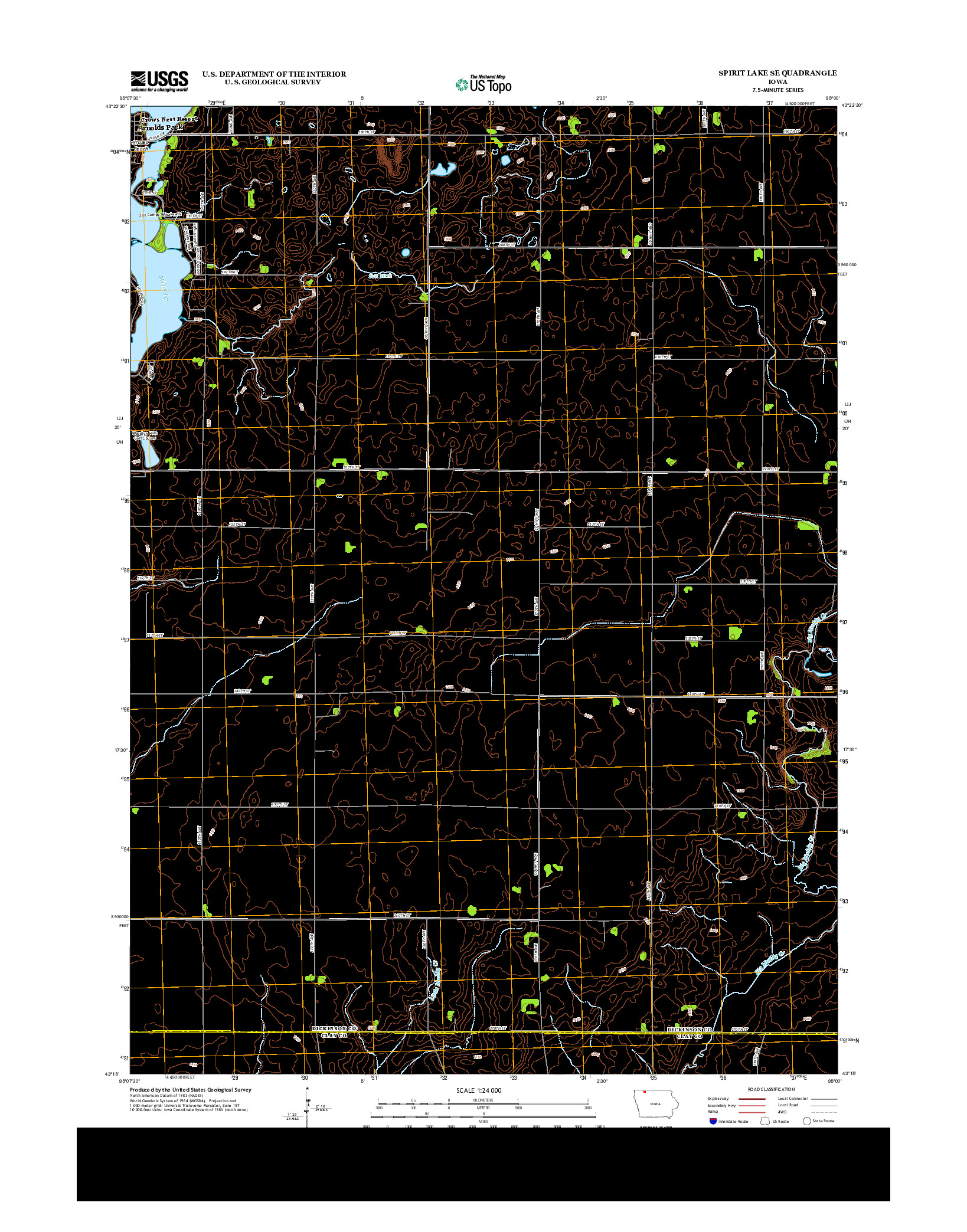 USGS US TOPO 7.5-MINUTE MAP FOR SPIRIT LAKE SE, IA 2013