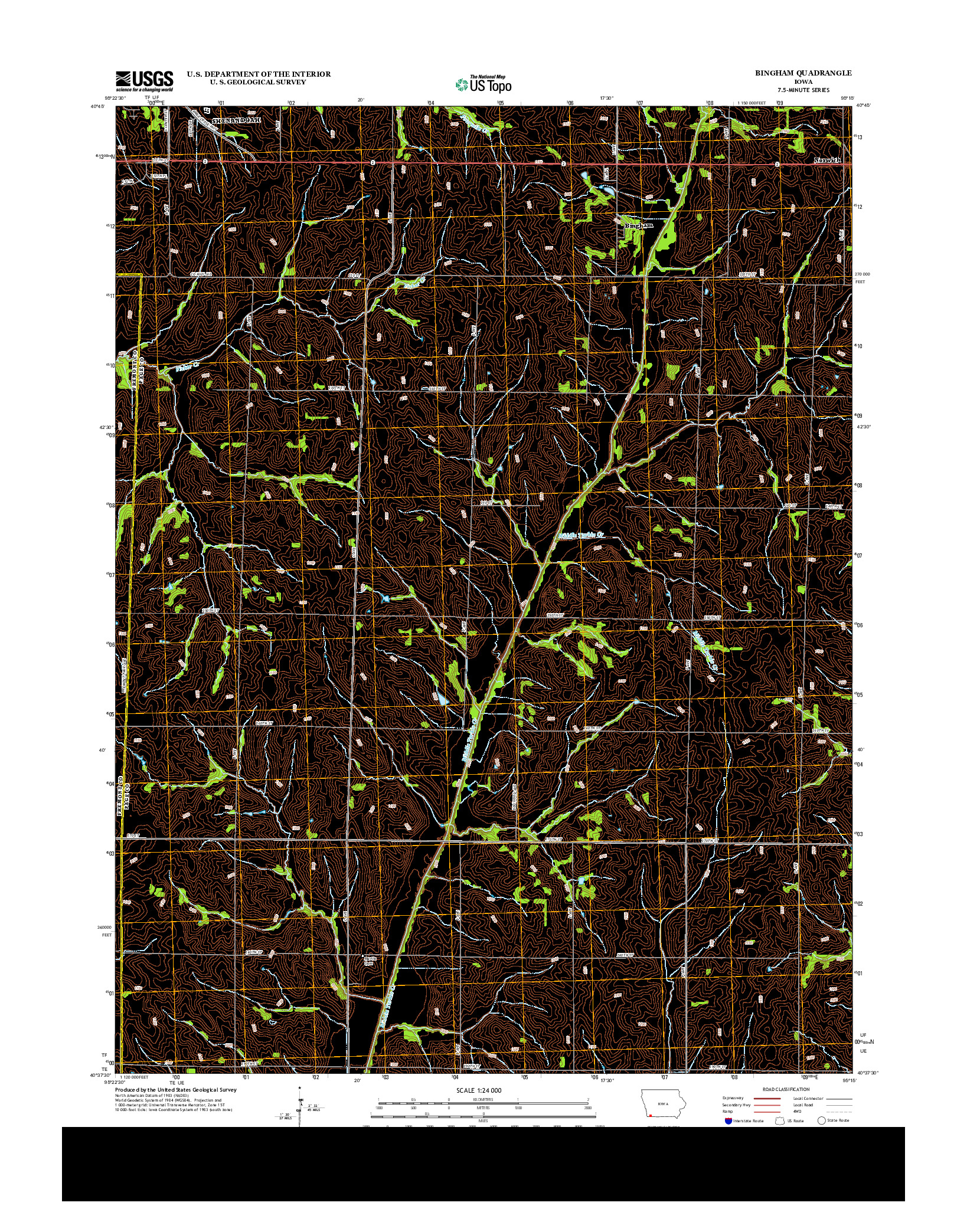 USGS US TOPO 7.5-MINUTE MAP FOR BINGHAM, IA 2013