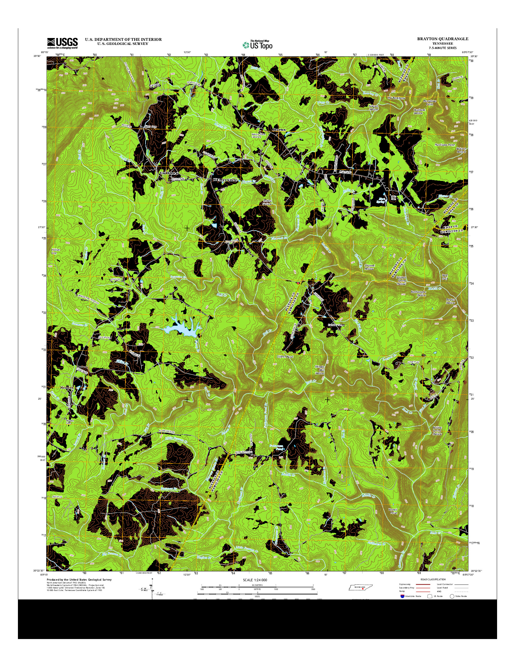 USGS US TOPO 7.5-MINUTE MAP FOR BRAYTON, TN 2013