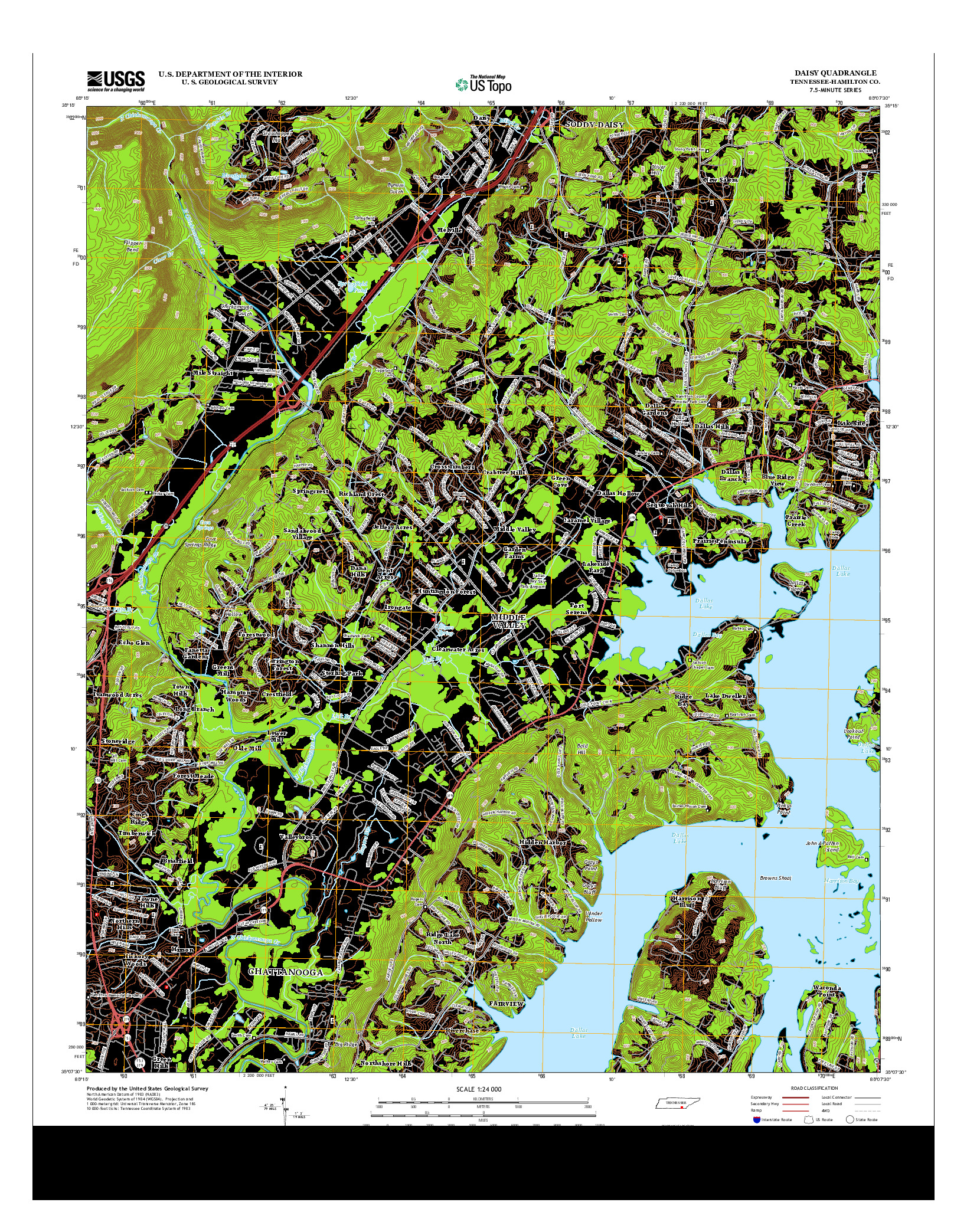 USGS US TOPO 7.5-MINUTE MAP FOR DAISY, TN 2013