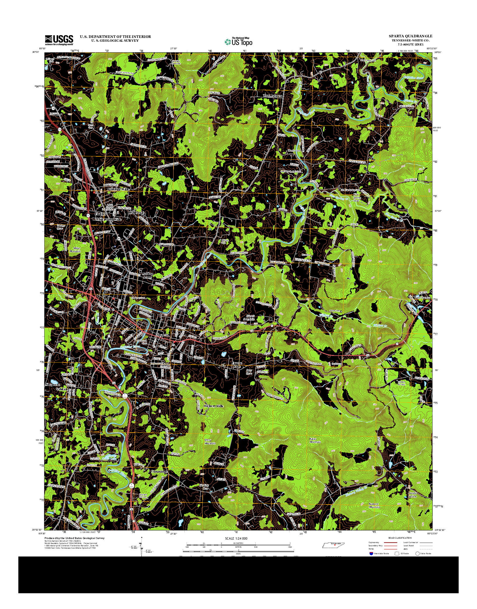 USGS US TOPO 7.5-MINUTE MAP FOR SPARTA, TN 2013