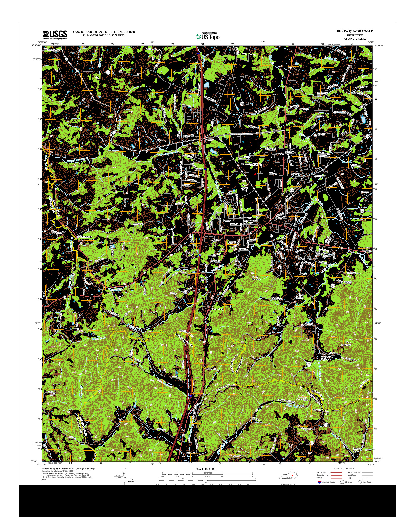 USGS US TOPO 7.5-MINUTE MAP FOR BEREA, KY 2013