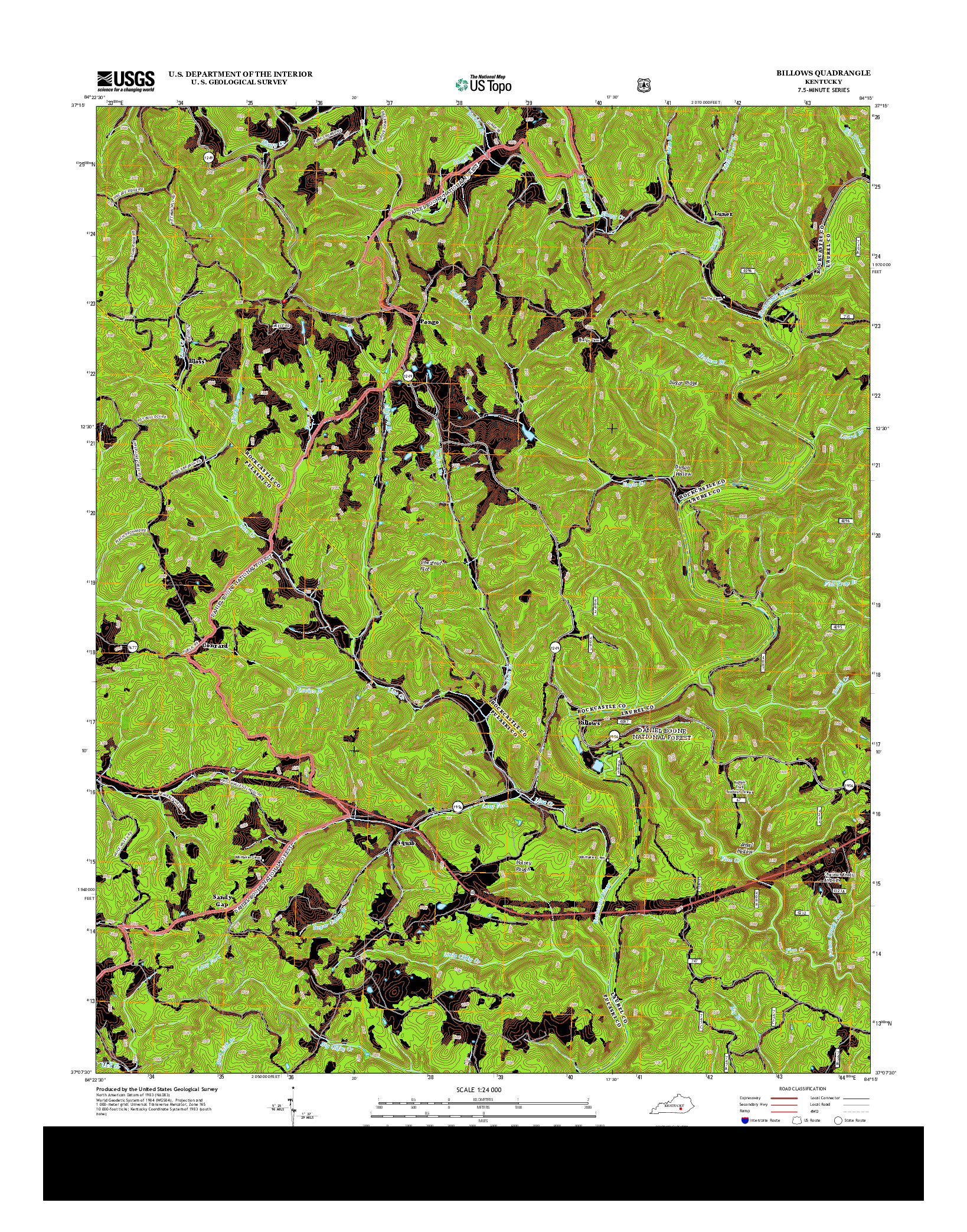 USGS US TOPO 7.5-MINUTE MAP FOR BILLOWS, KY 2013