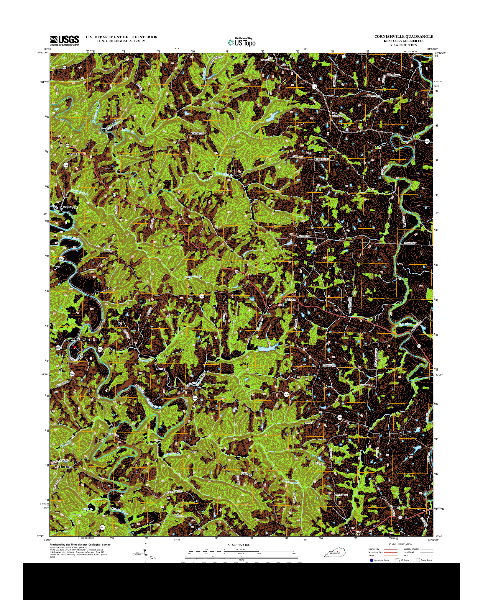 USGS US TOPO 7.5-MINUTE MAP FOR CORNISHVILLE, KY 2013