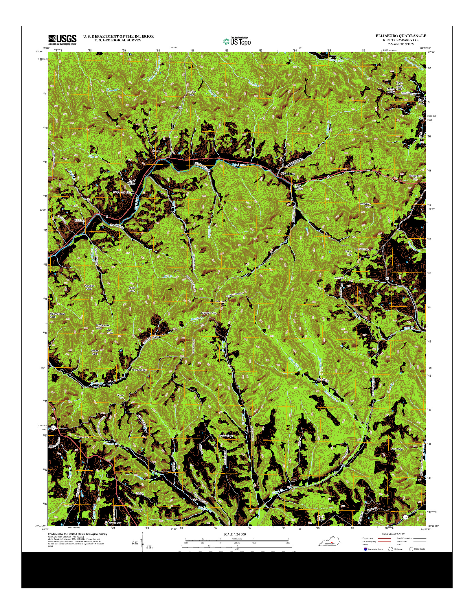 USGS US TOPO 7.5-MINUTE MAP FOR ELLISBURG, KY 2013