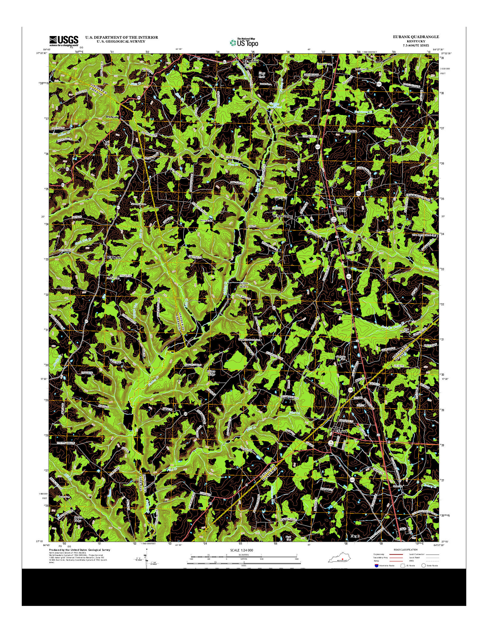 USGS US TOPO 7.5-MINUTE MAP FOR EUBANK, KY 2013