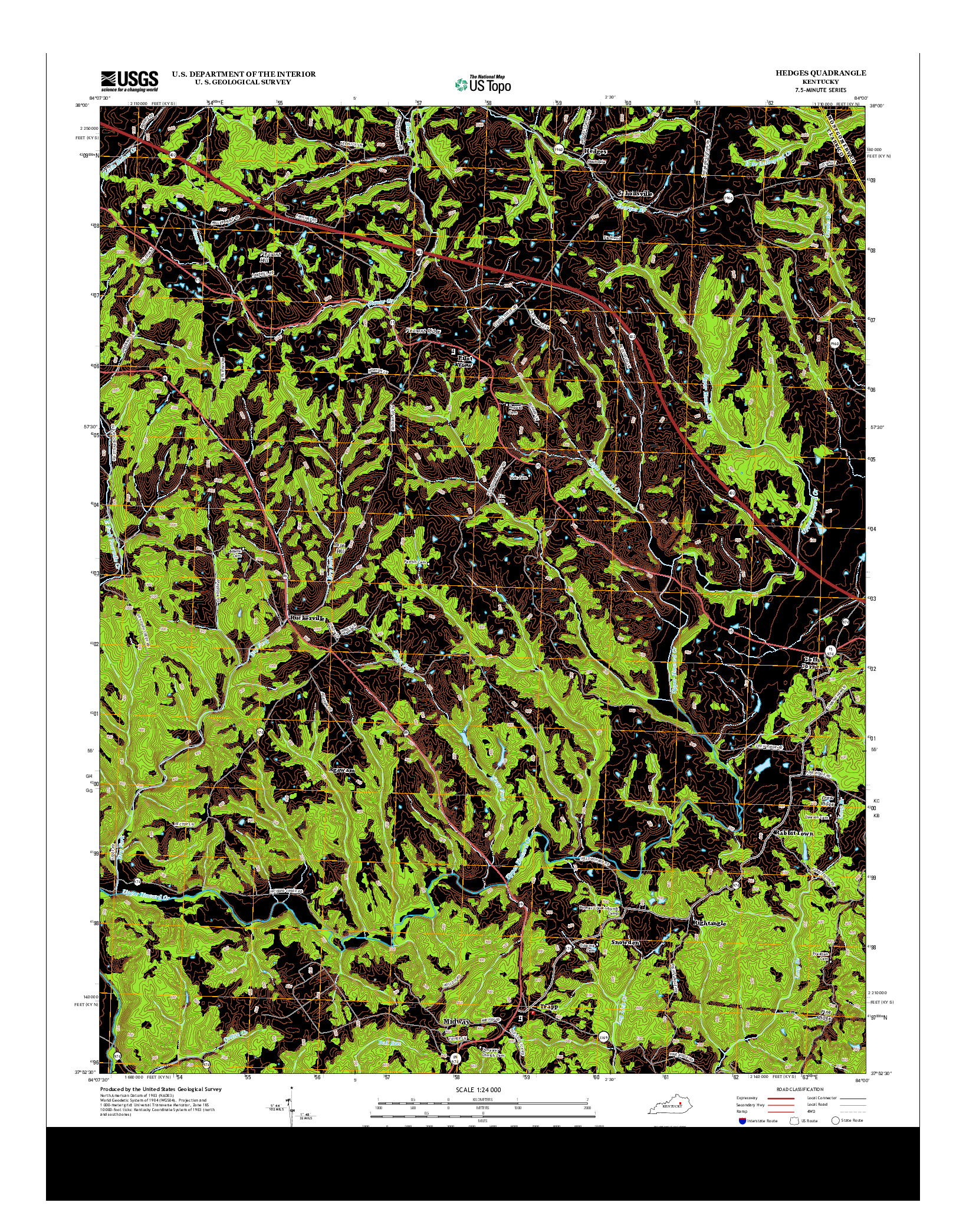 USGS US TOPO 7.5-MINUTE MAP FOR HEDGES, KY 2013