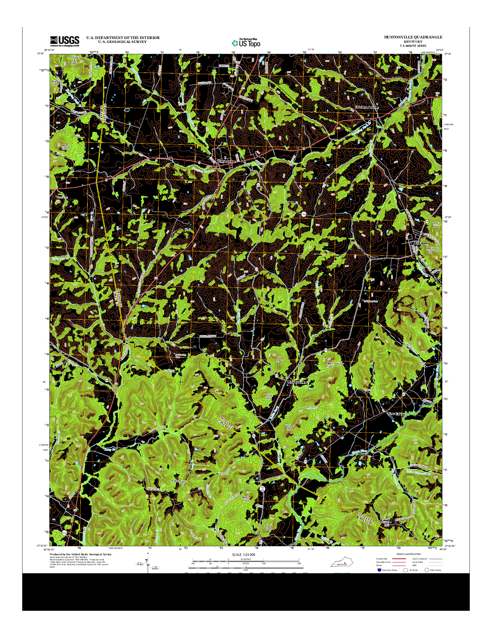 USGS US TOPO 7.5-MINUTE MAP FOR HUSTONVILLE, KY 2013