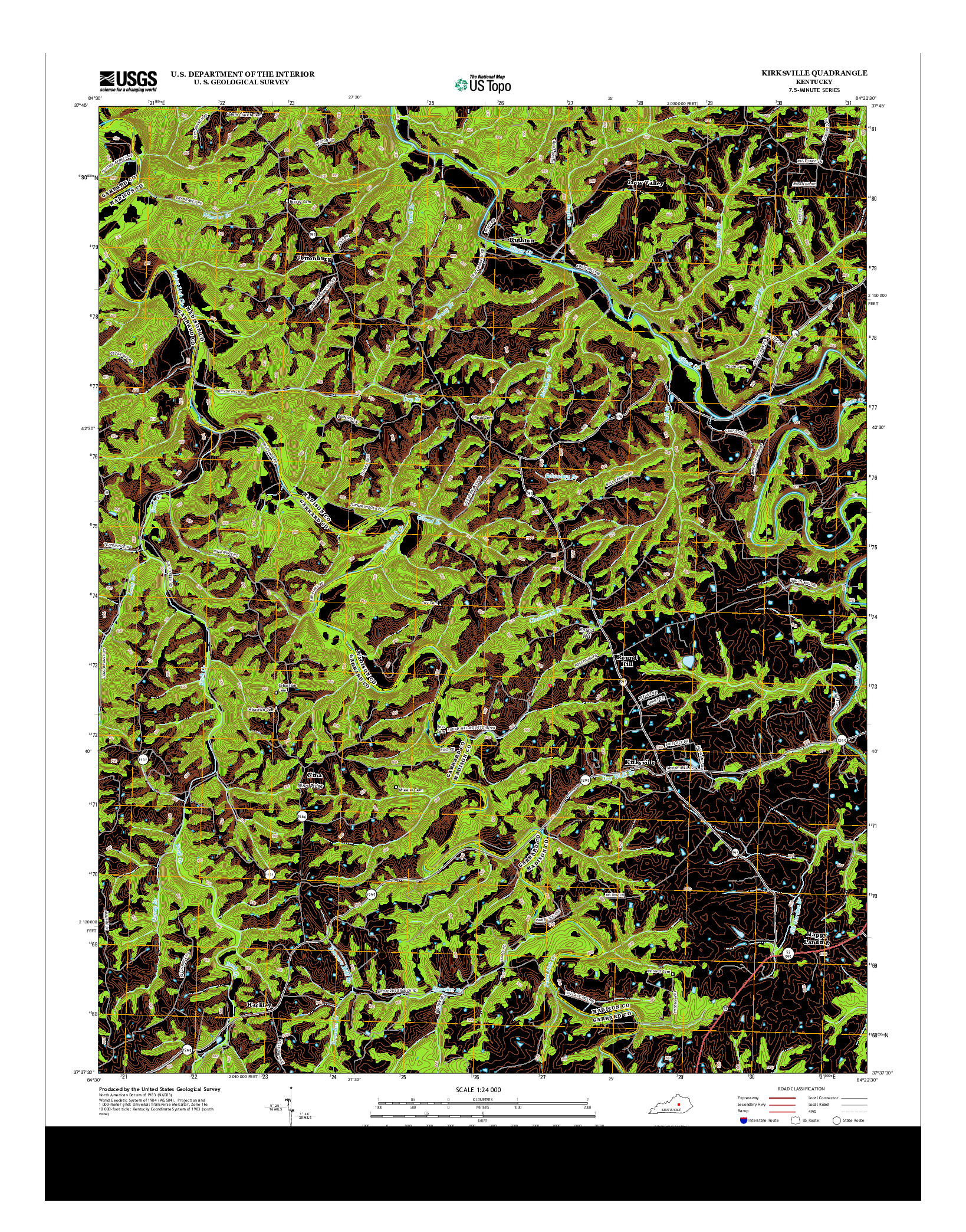 USGS US TOPO 7.5-MINUTE MAP FOR KIRKSVILLE, KY 2013