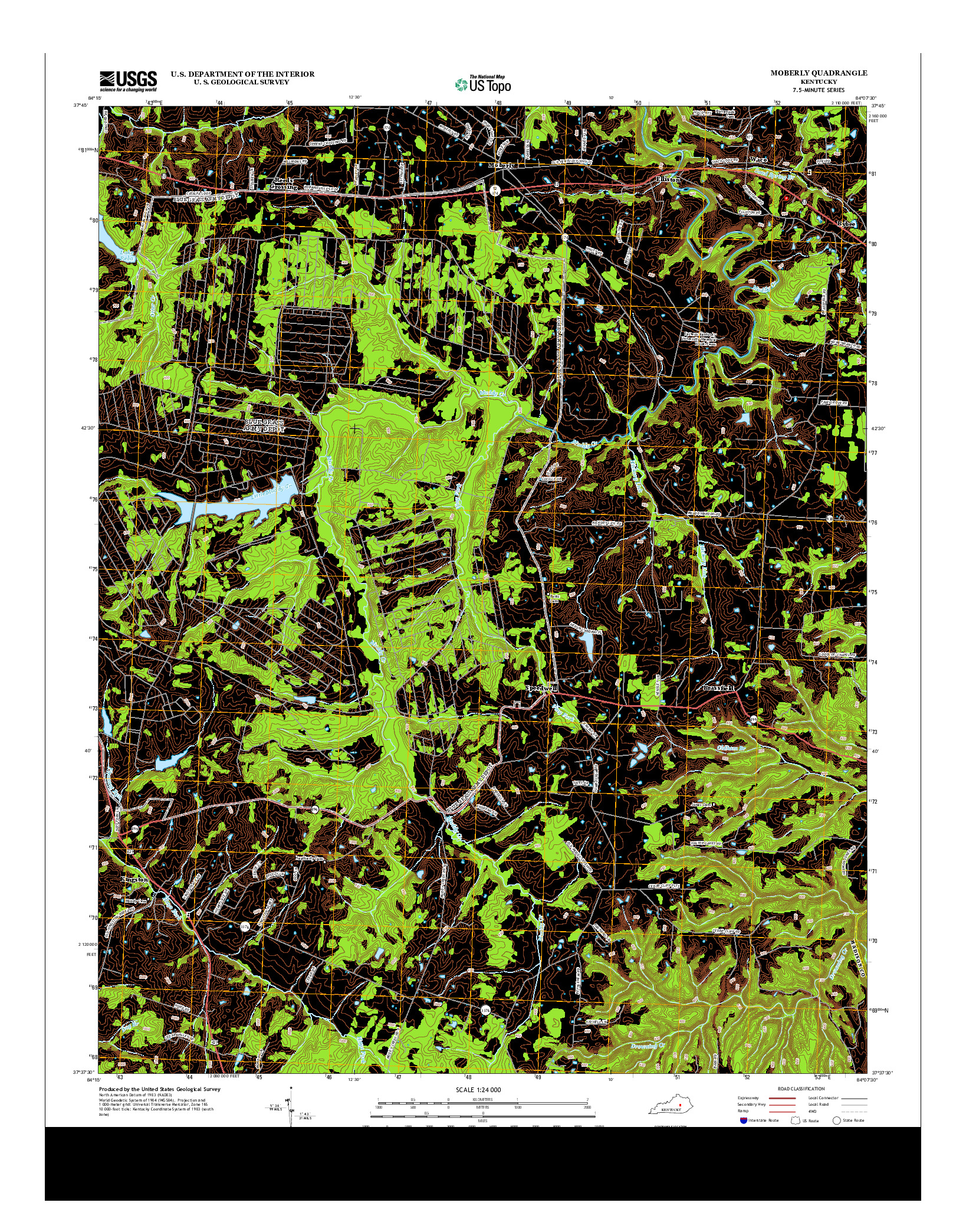 USGS US TOPO 7.5-MINUTE MAP FOR MOBERLY, KY 2013