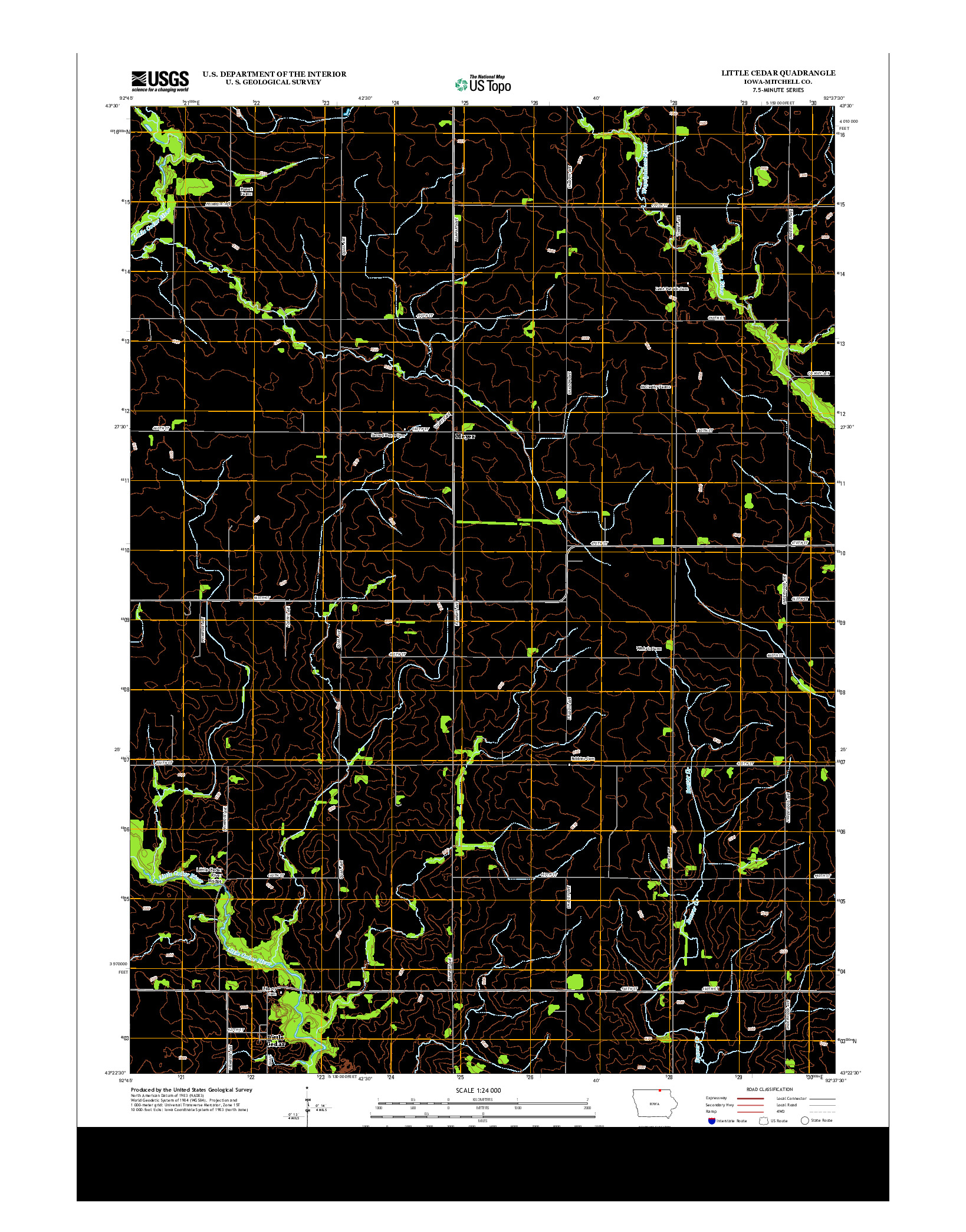 USGS US TOPO 7.5-MINUTE MAP FOR LITTLE CEDAR, IA 2013