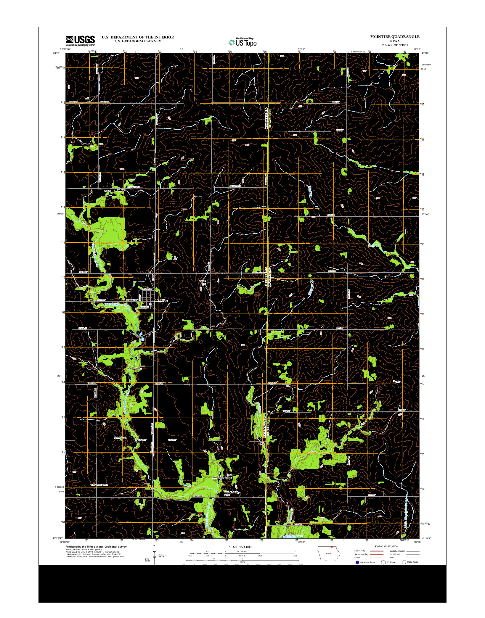 USGS US TOPO 7.5-MINUTE MAP FOR MCINTIRE, IA 2013