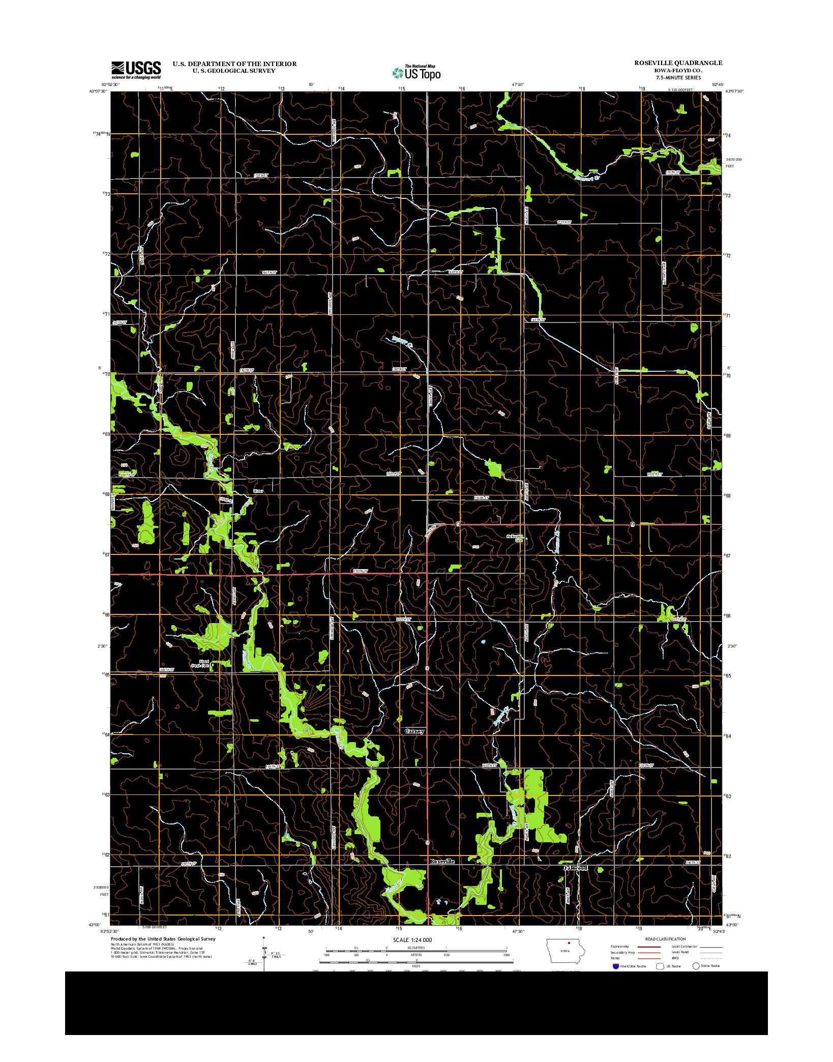 USGS US TOPO 7.5-MINUTE MAP FOR ROSEVILLE, IA 2013