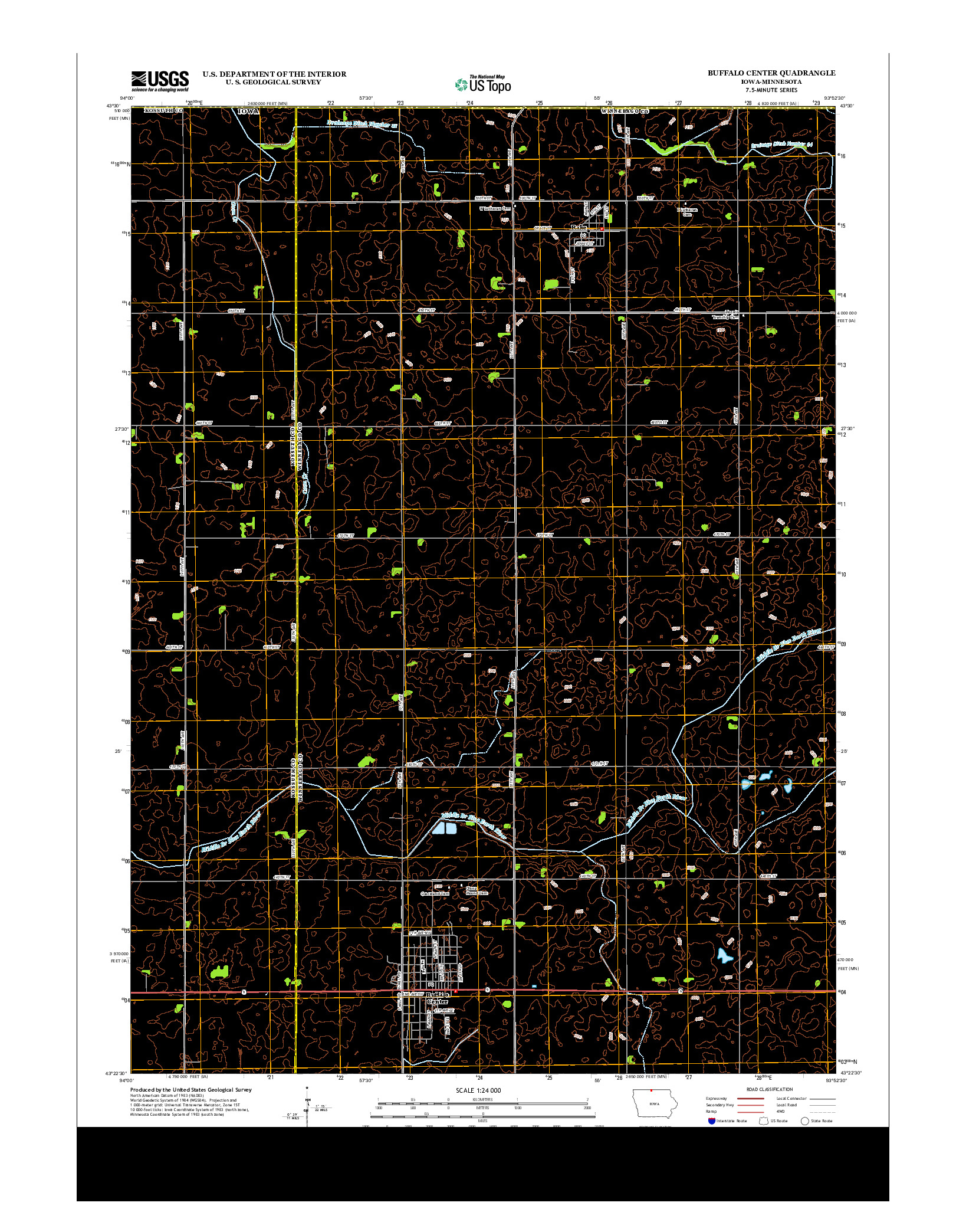 USGS US TOPO 7.5-MINUTE MAP FOR BUFFALO CENTER, IA-MN 2013