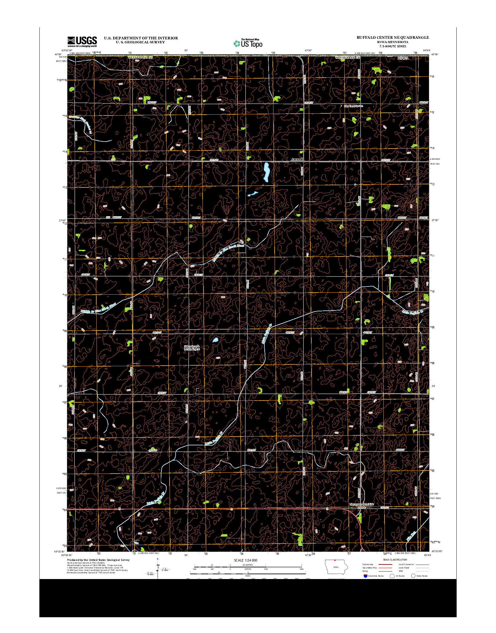 USGS US TOPO 7.5-MINUTE MAP FOR BUFFALO CENTER NE, IA-MN 2013