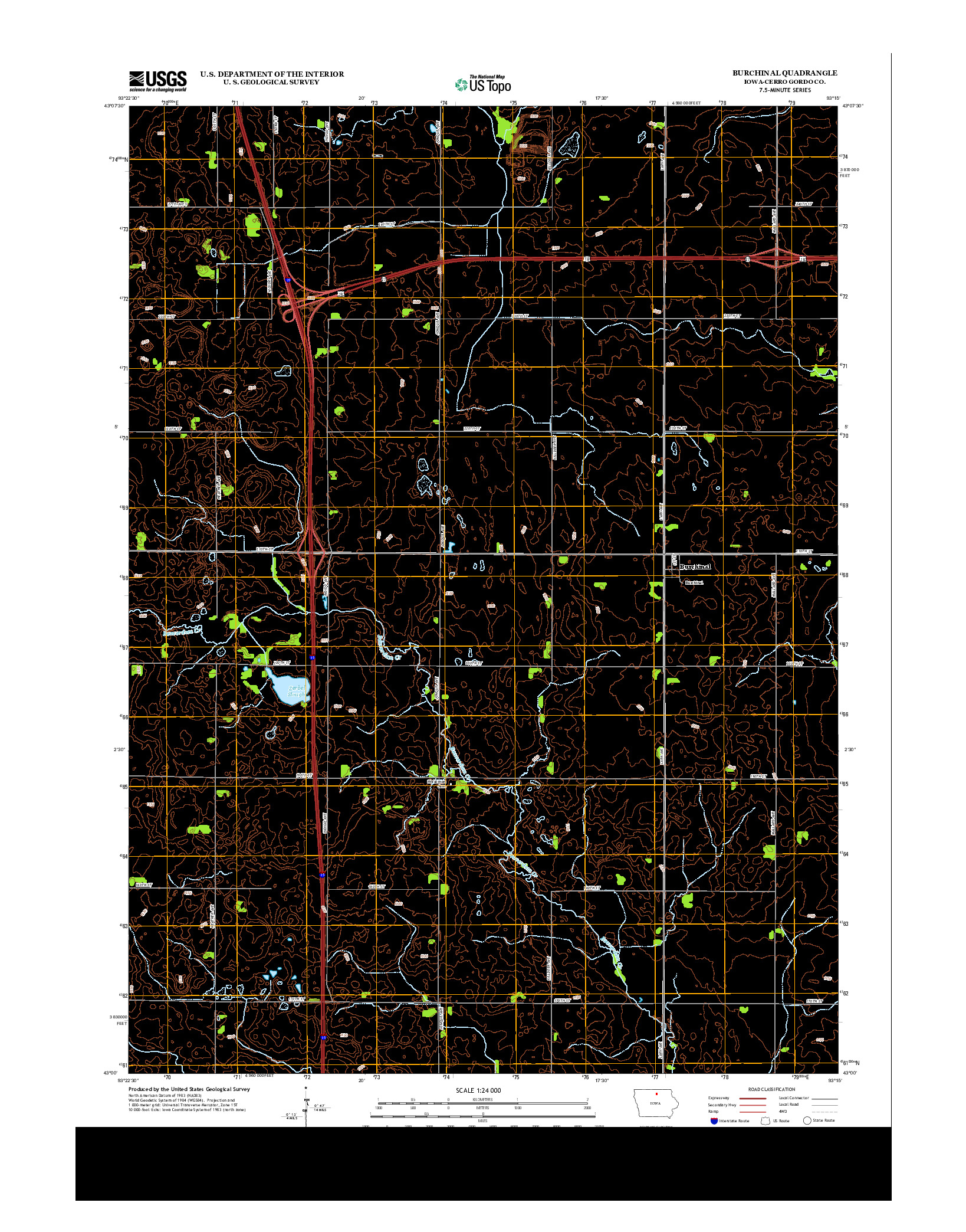 USGS US TOPO 7.5-MINUTE MAP FOR BURCHINAL, IA 2013
