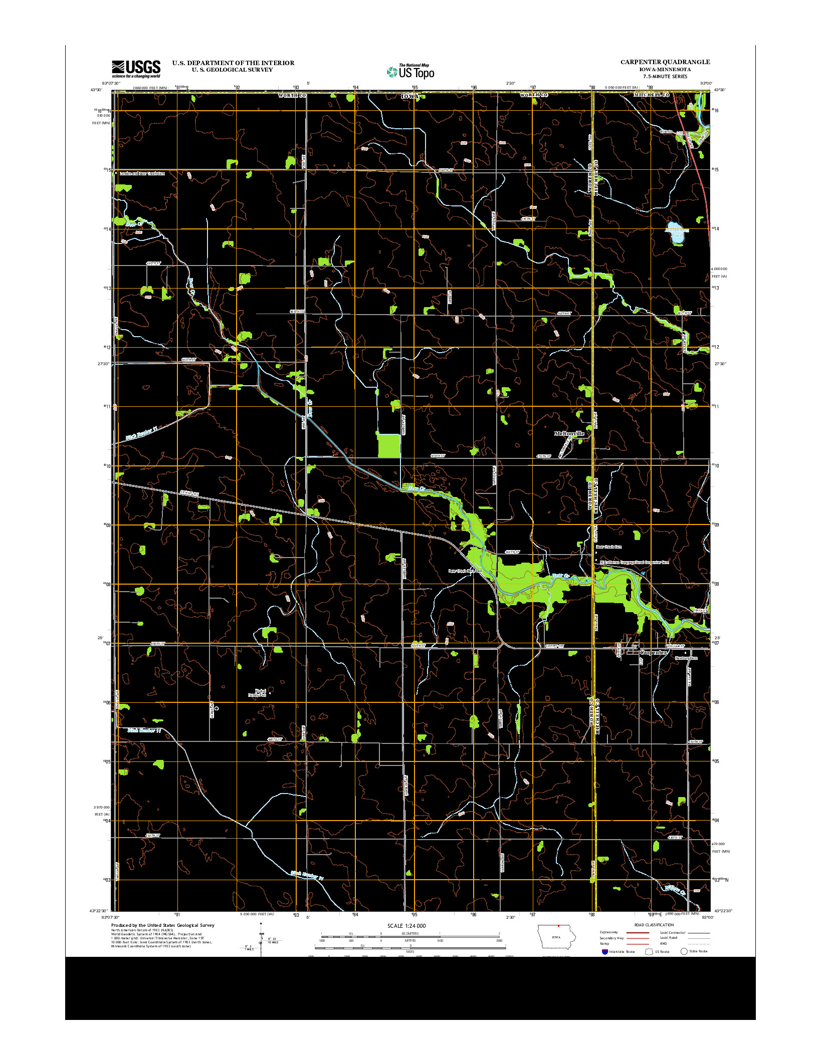 USGS US TOPO 7.5-MINUTE MAP FOR CARPENTER, IA-MN 2013